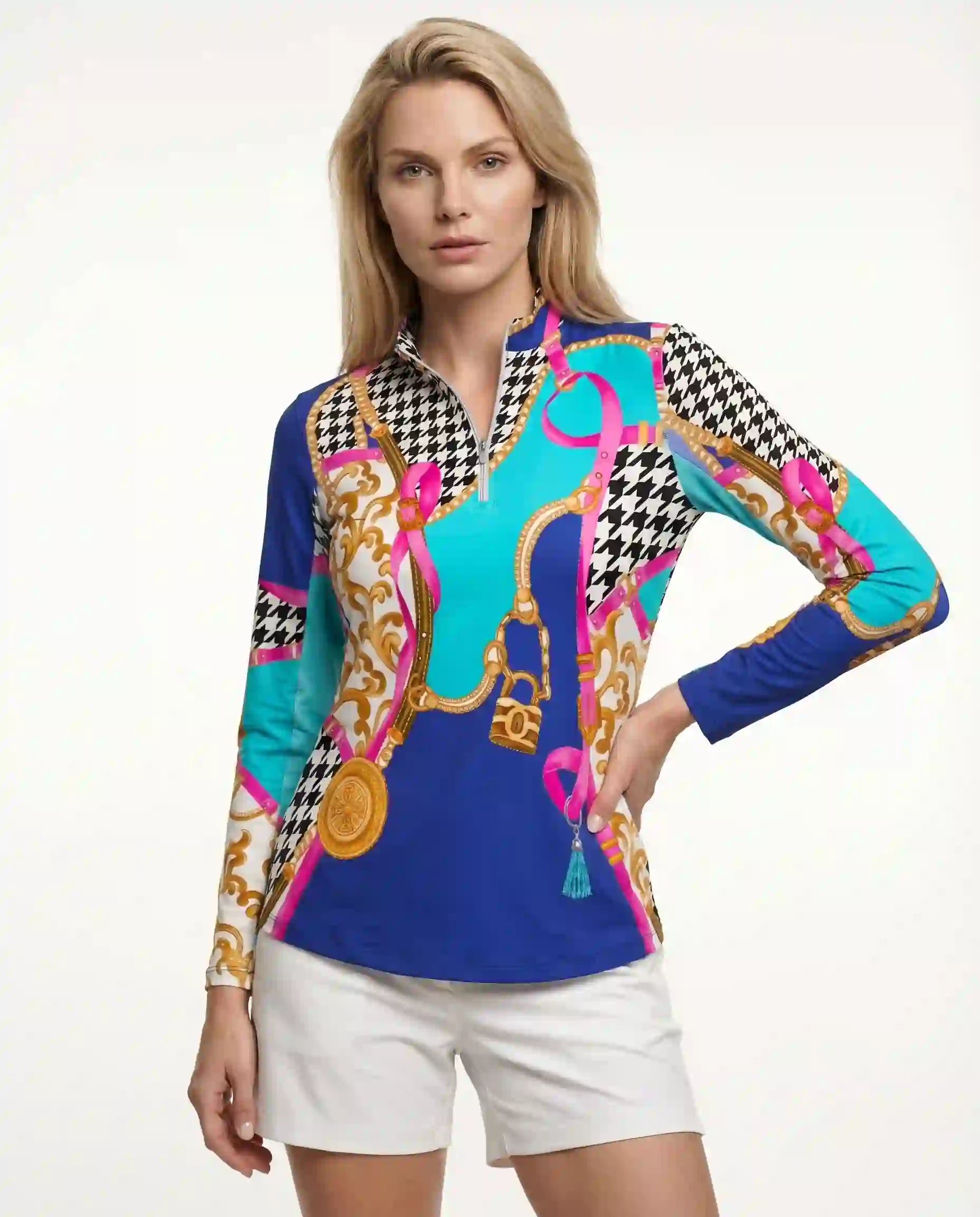 Caress Long Sleeve Zip Mock Top 86Z03