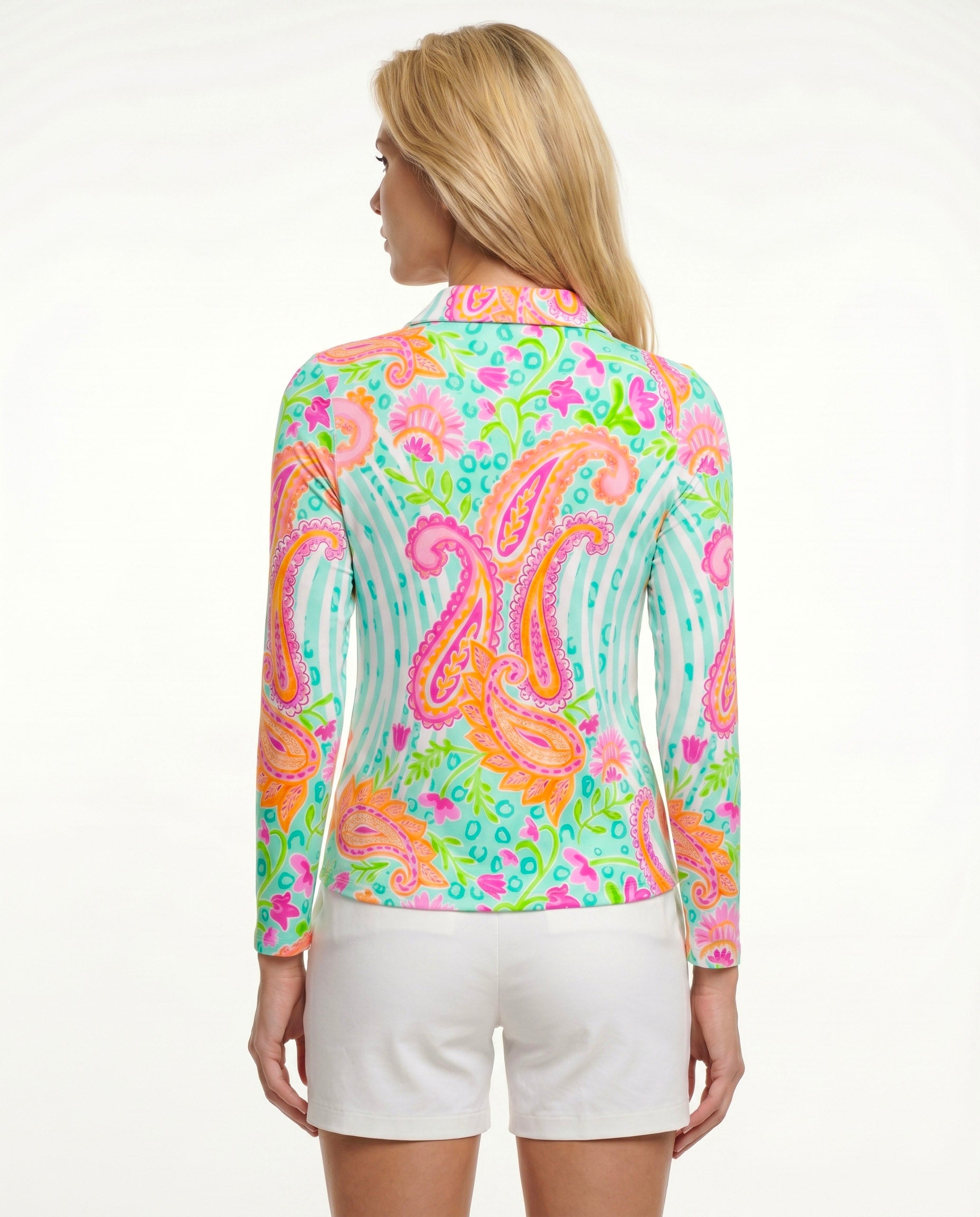 Sweet Caroline Long Sleeve Polo Top 84Z18