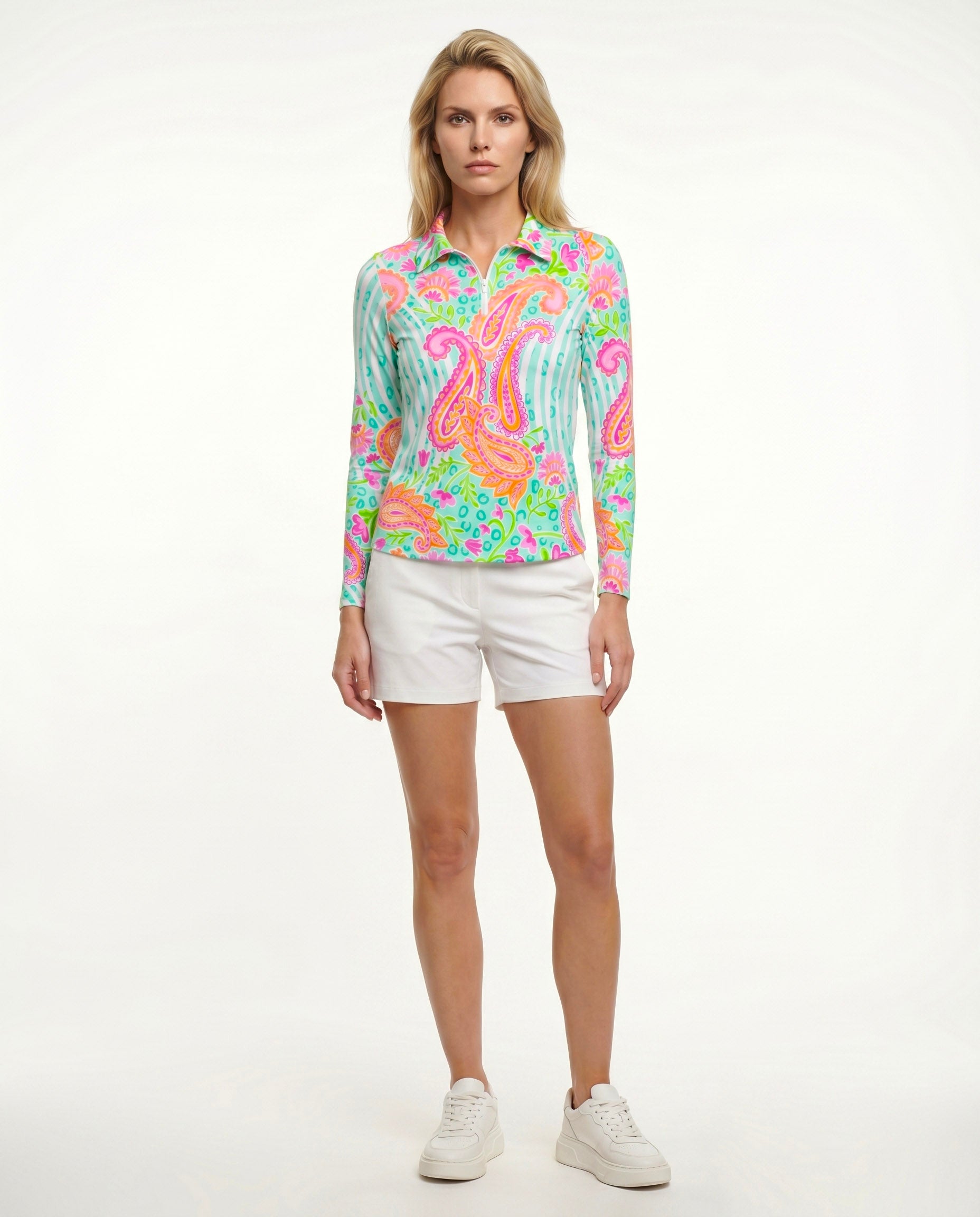 Sweet Caroline Long Sleeve Polo Top 84Z18