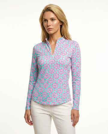 Victory V Long Sleeve Zip Mock Top 86Z31