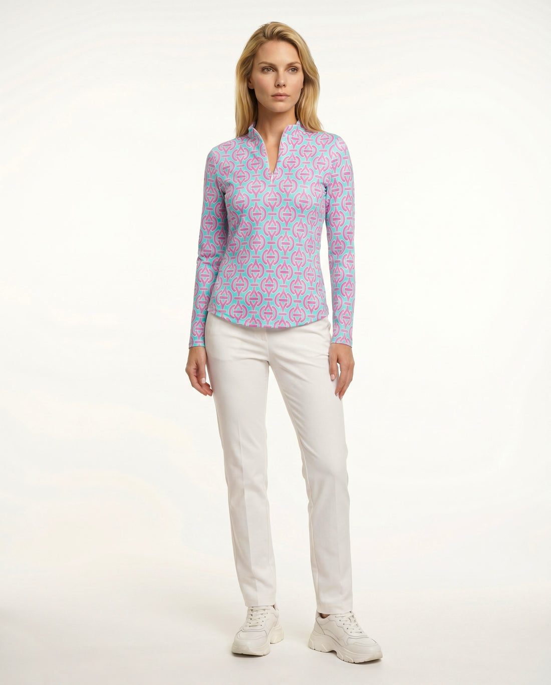 Victory V Long Sleeve Zip Mock Top 86Z31