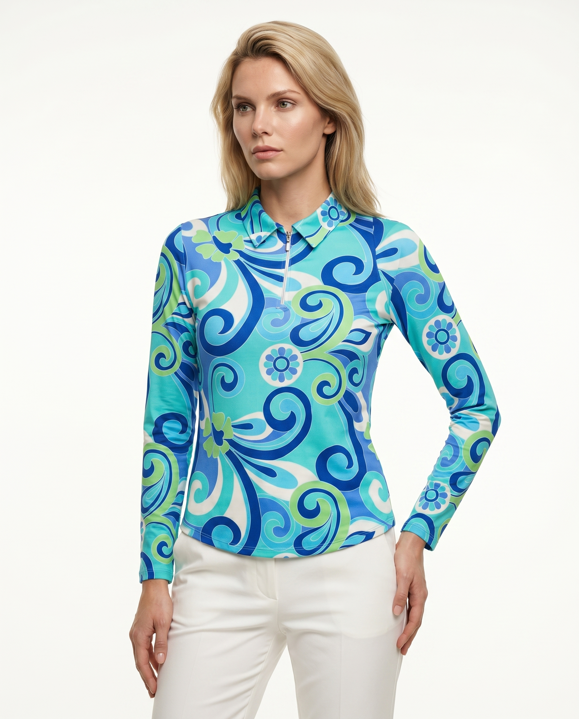 Luciana Long Sleeve Polo Top 84Z08