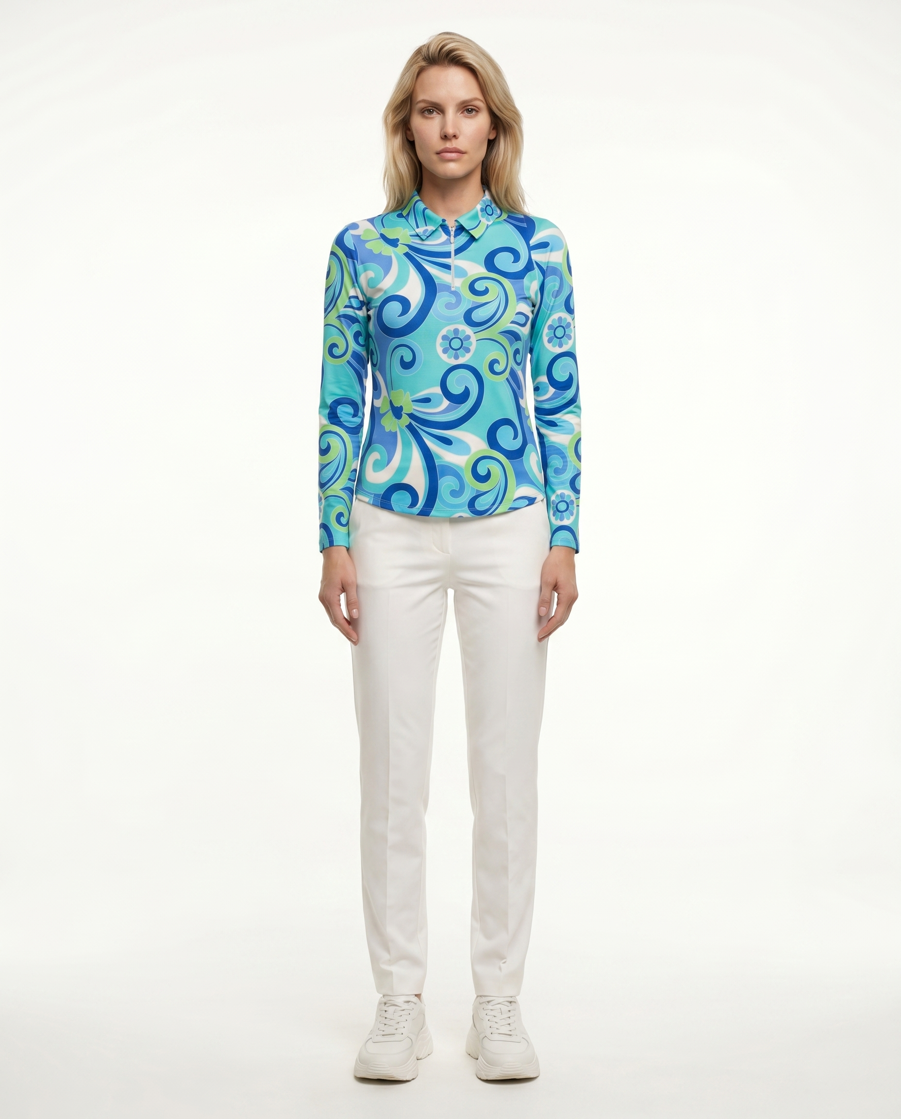 Luciana Long Sleeve Polo Top 84Z08