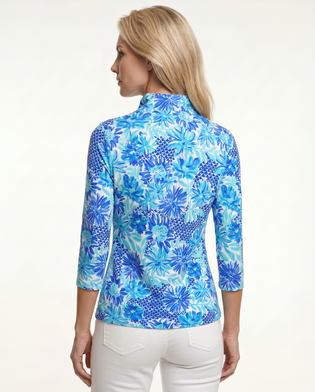 Bella Jardin 3/4 Sleeve Ruffle Portrait Neck Top 76Z25