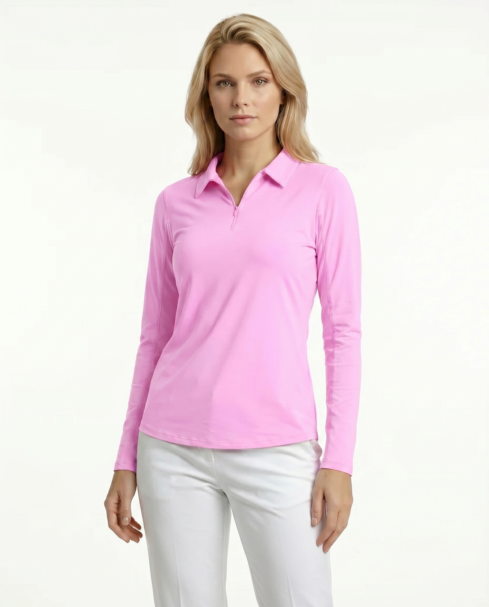 Solid Long Sleeve Polo Top 8400