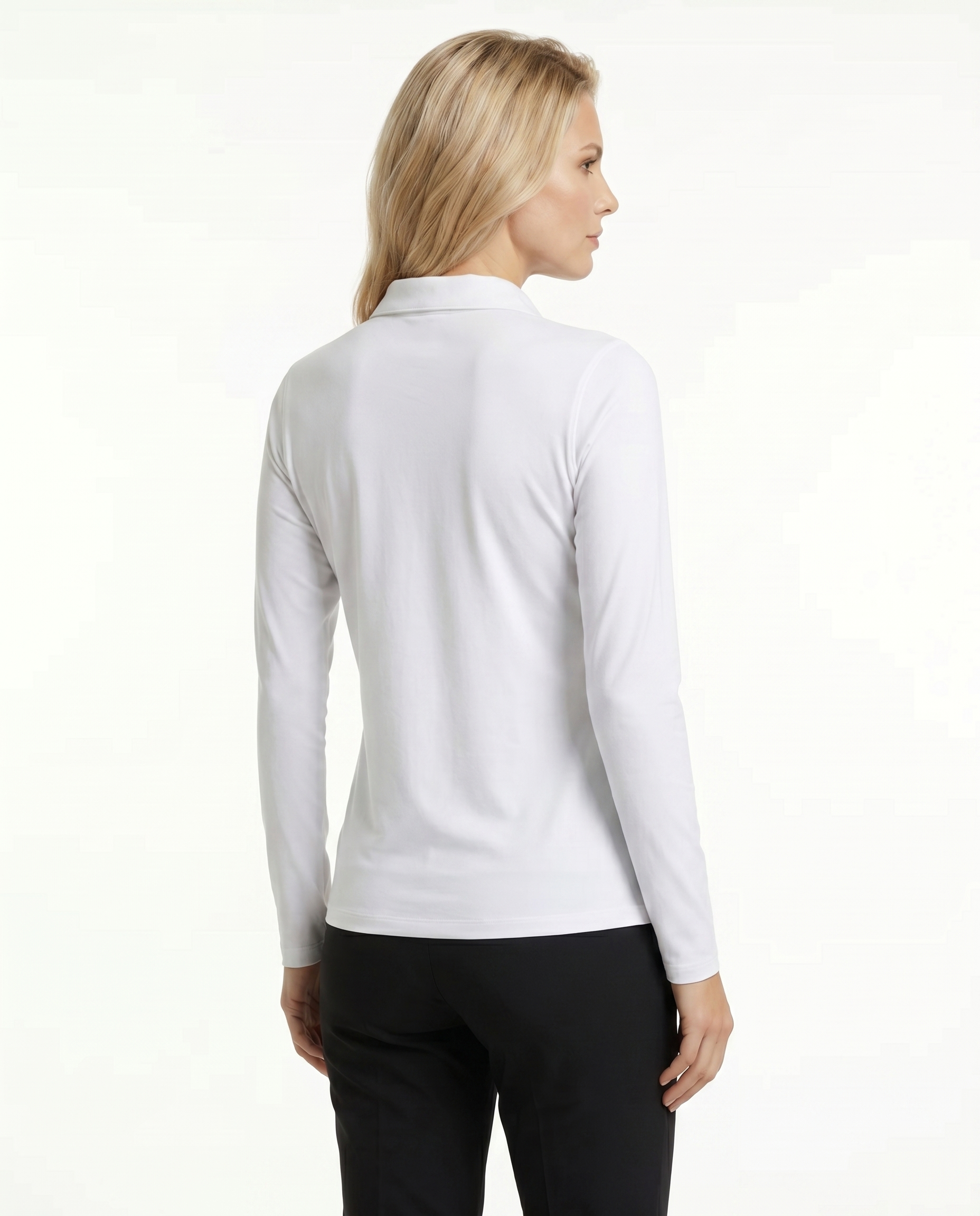 Solid Long Sleeve Polo Top 8400