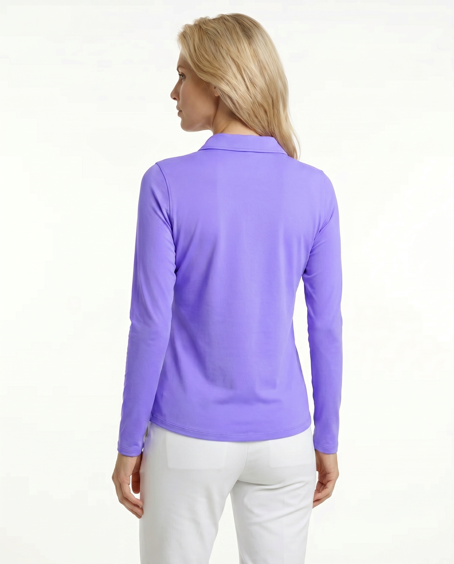 Solid Long Sleeve Polo Top 8400