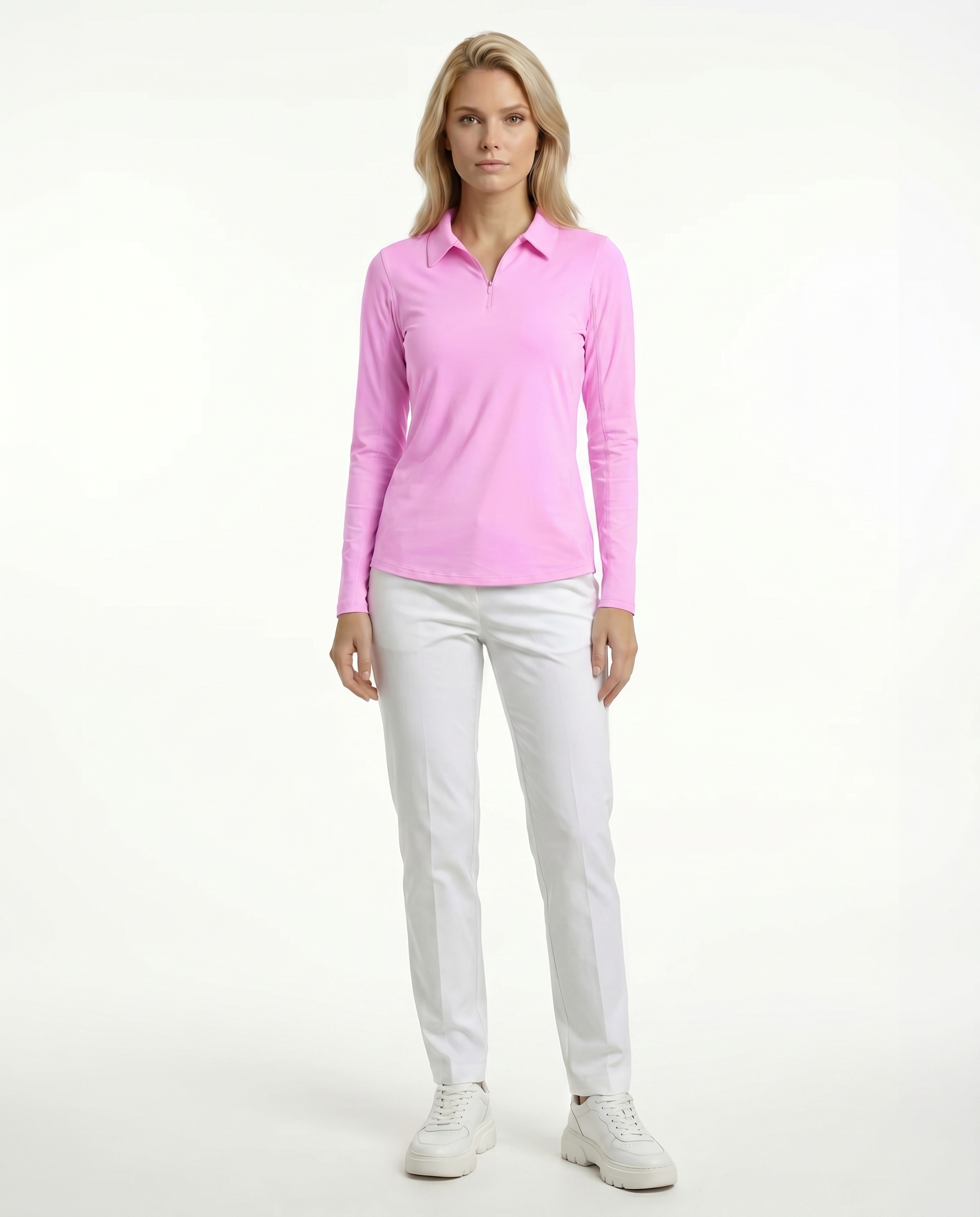 Solid Long Sleeve Polo Top 8400 – Famazee