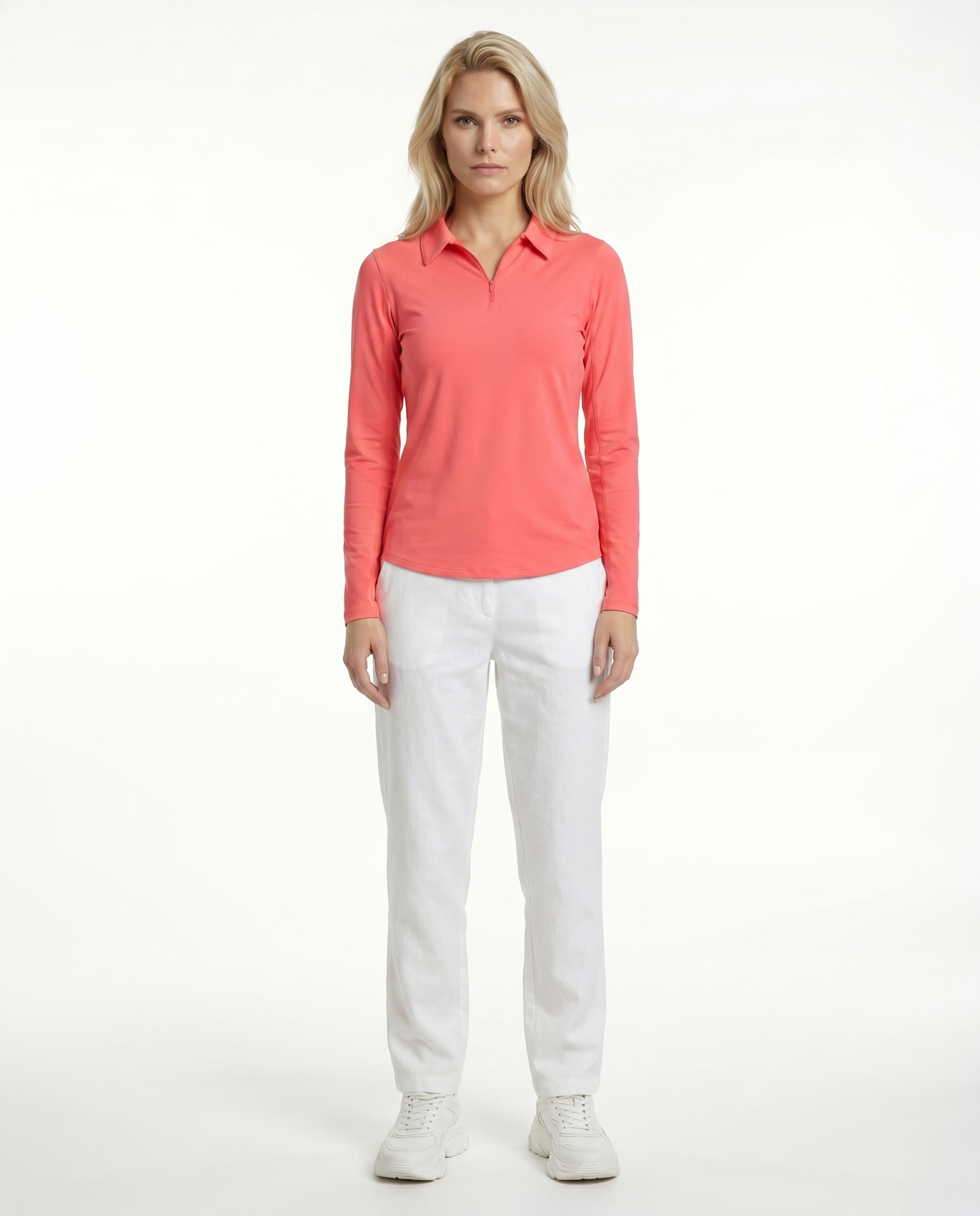 Solid Long Sleeve Polo Top 8400