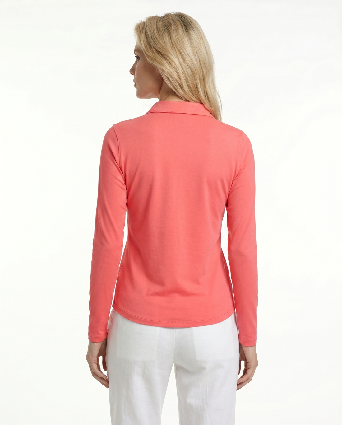 Solid Long Sleeve Polo Top 8400