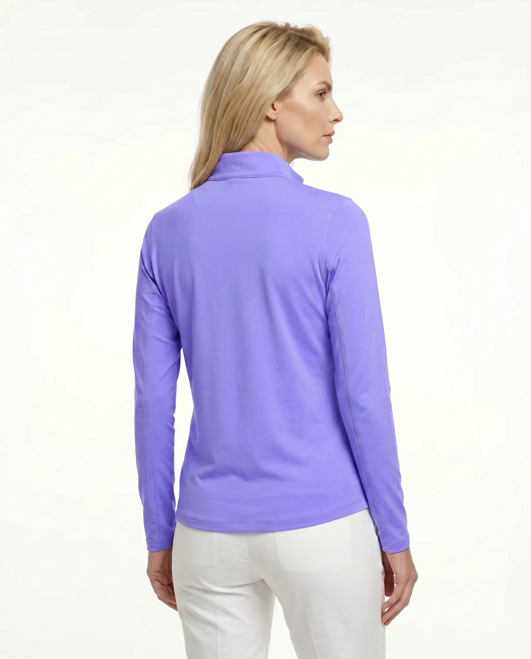 Solid Long Sleeve Zip Mock Top 8600