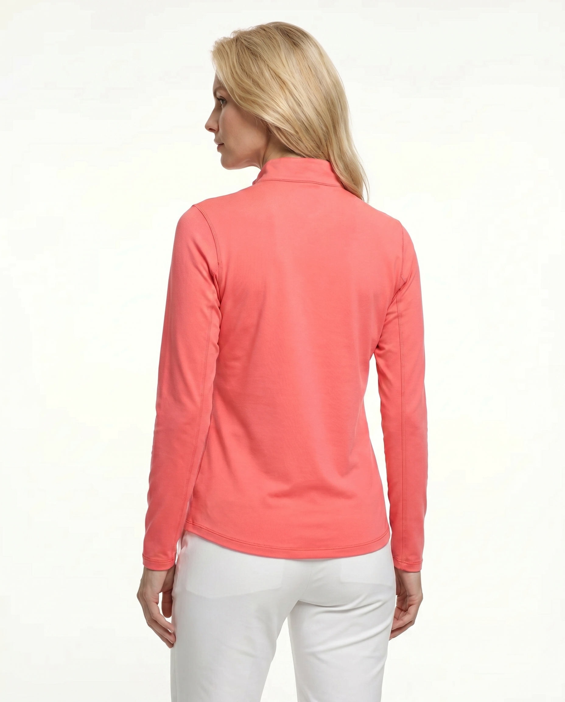 Solid Long Sleeve Zip Mock Top 8600