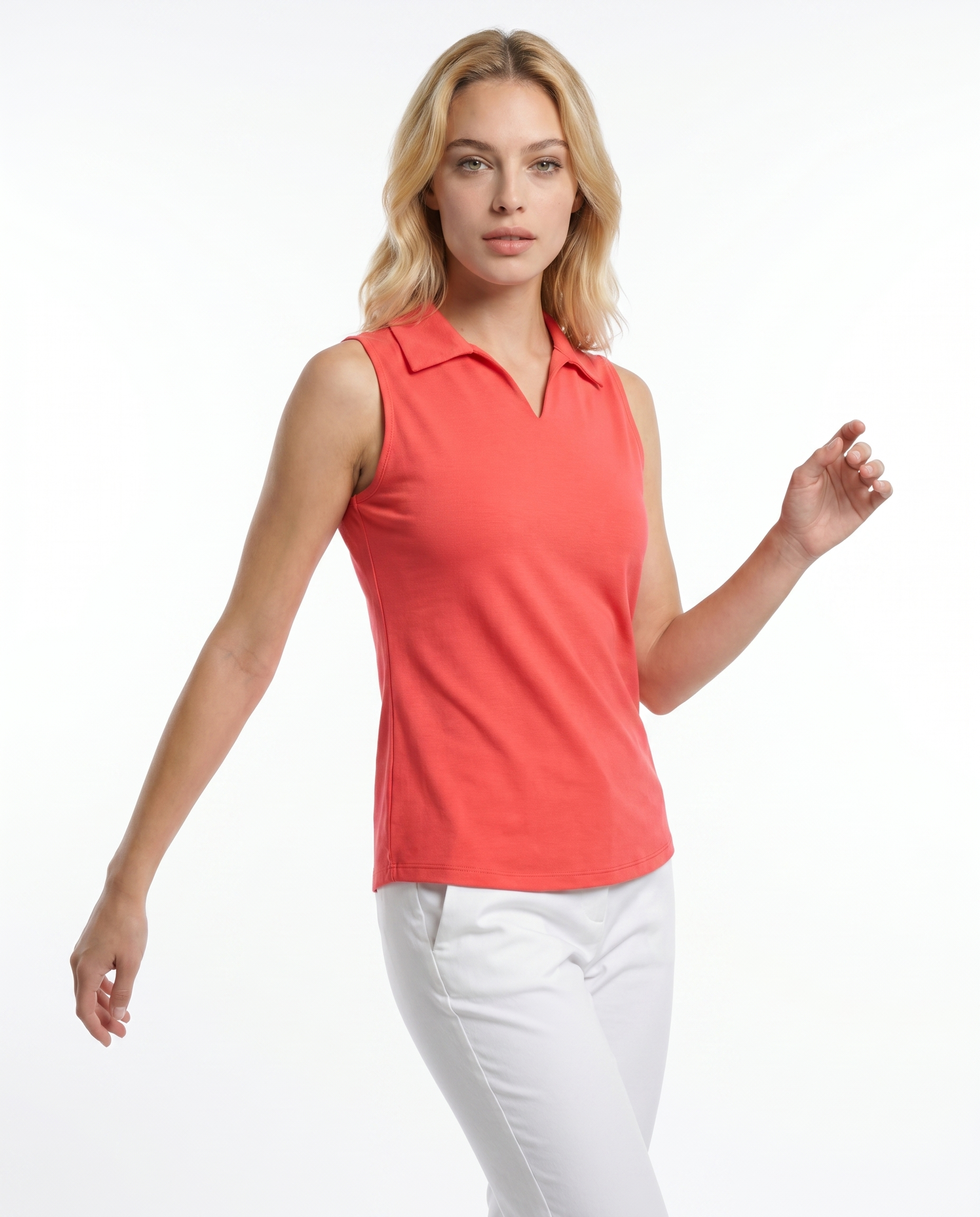 Solid Sleeveless V-Neck Collar Top 8800