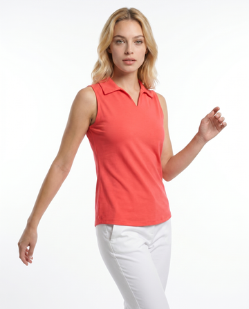 Solid Sleeveless V-Neck Collar Top 8800