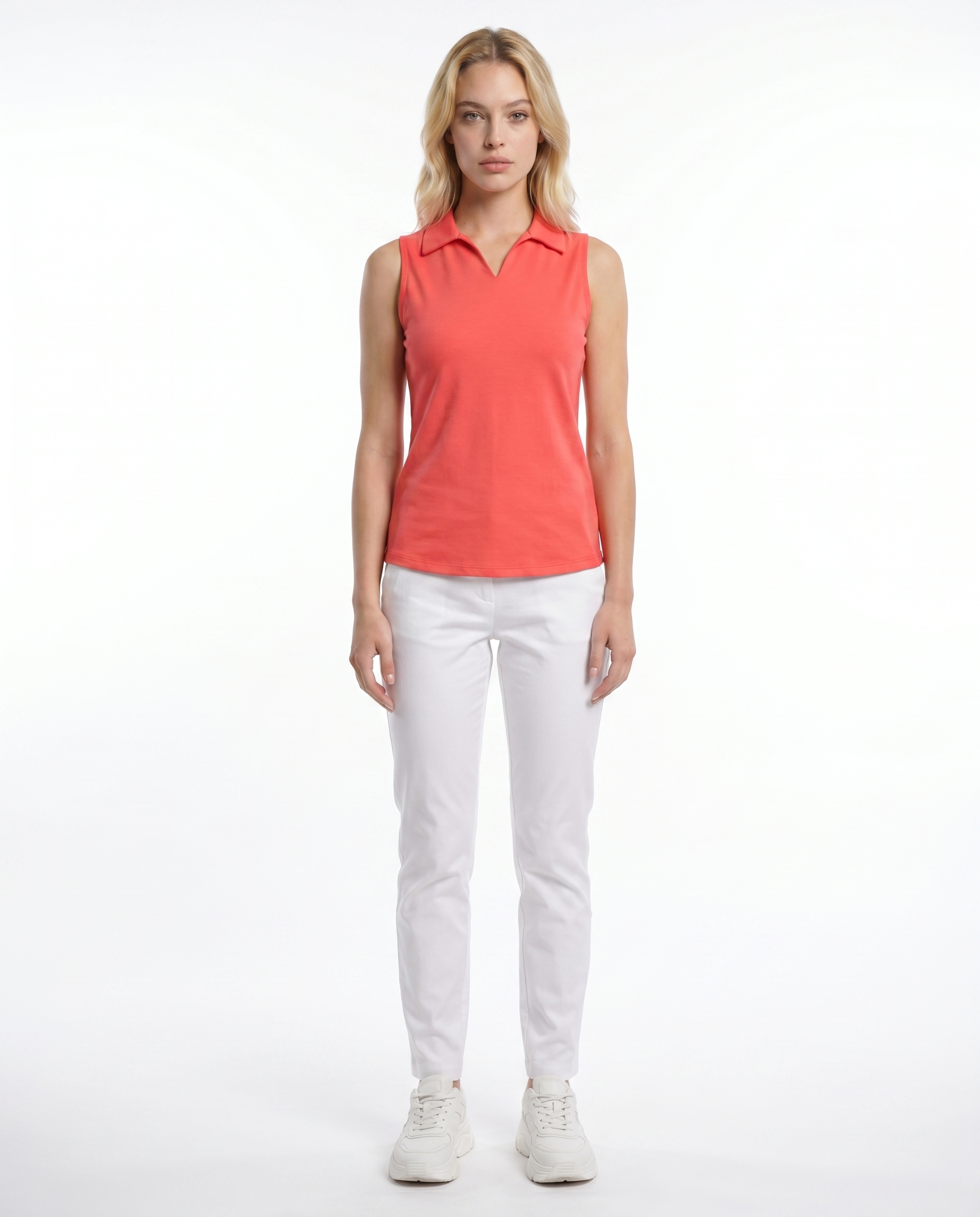 Solid Sleeveless V-Neck Collar Top 8800