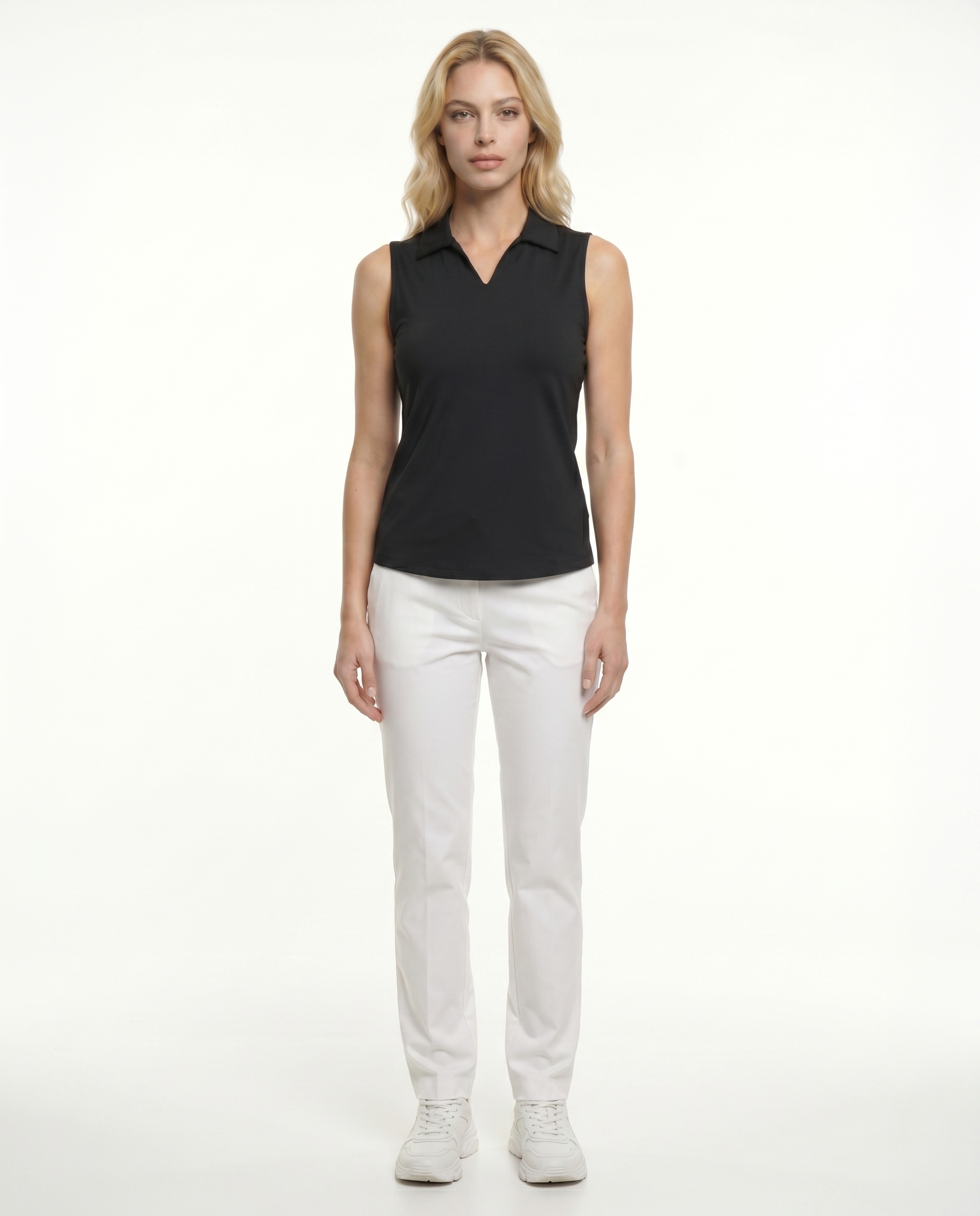 Solid Sleeveless V-Neck Collar Top 8800