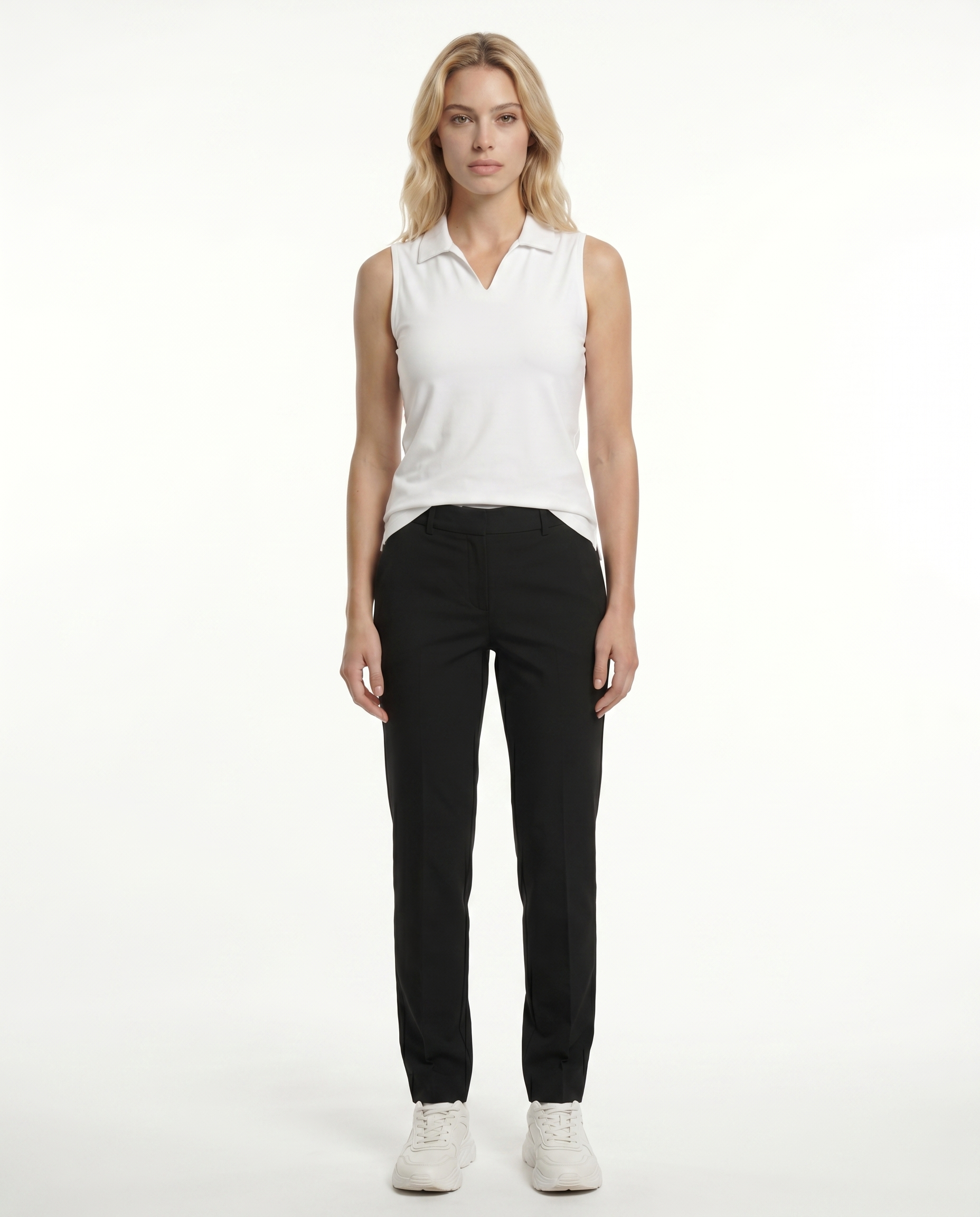 Solid Sleeveless V-Neck Collar Top 8800