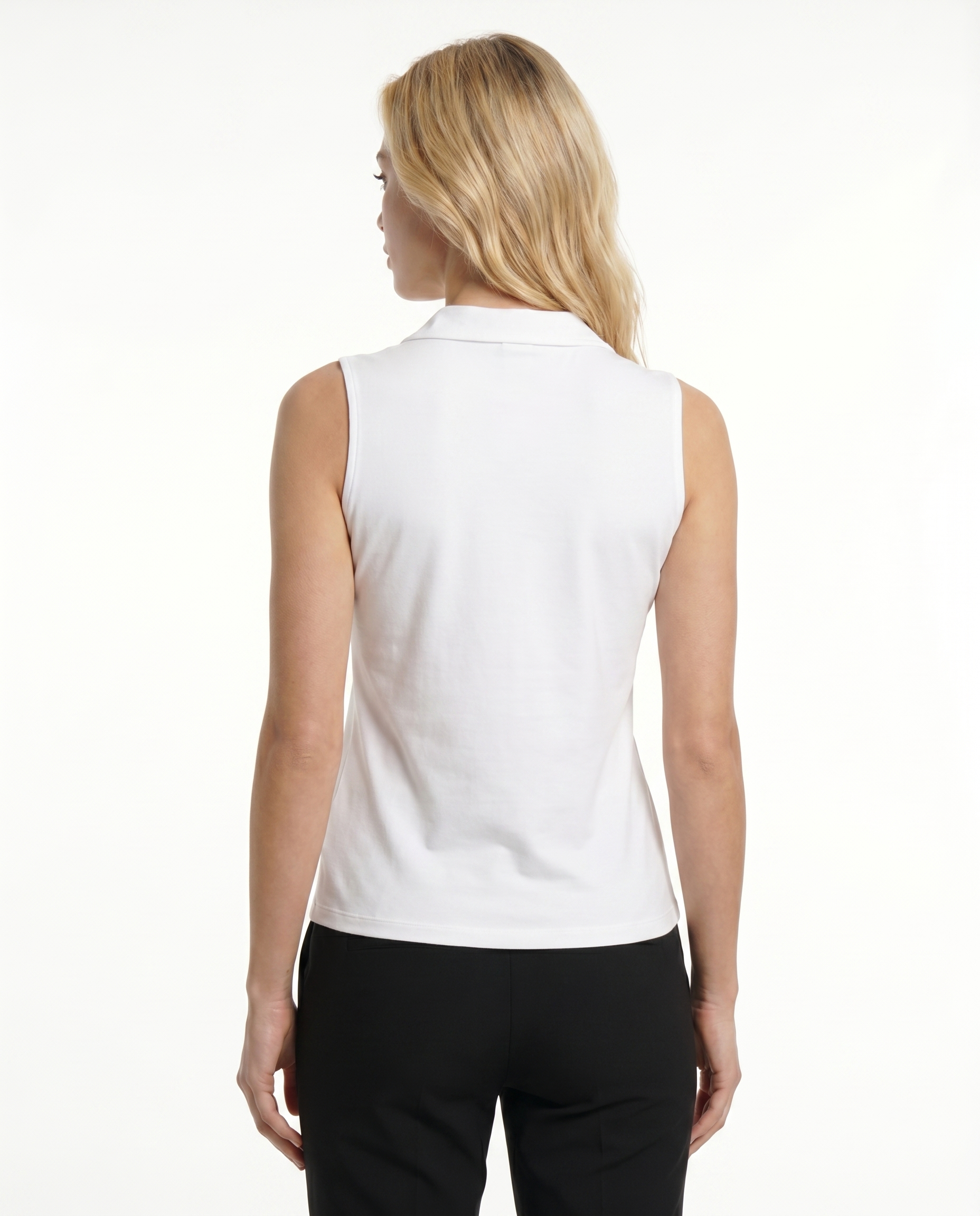 Solid Sleeveless V-Neck Collar Top 8800