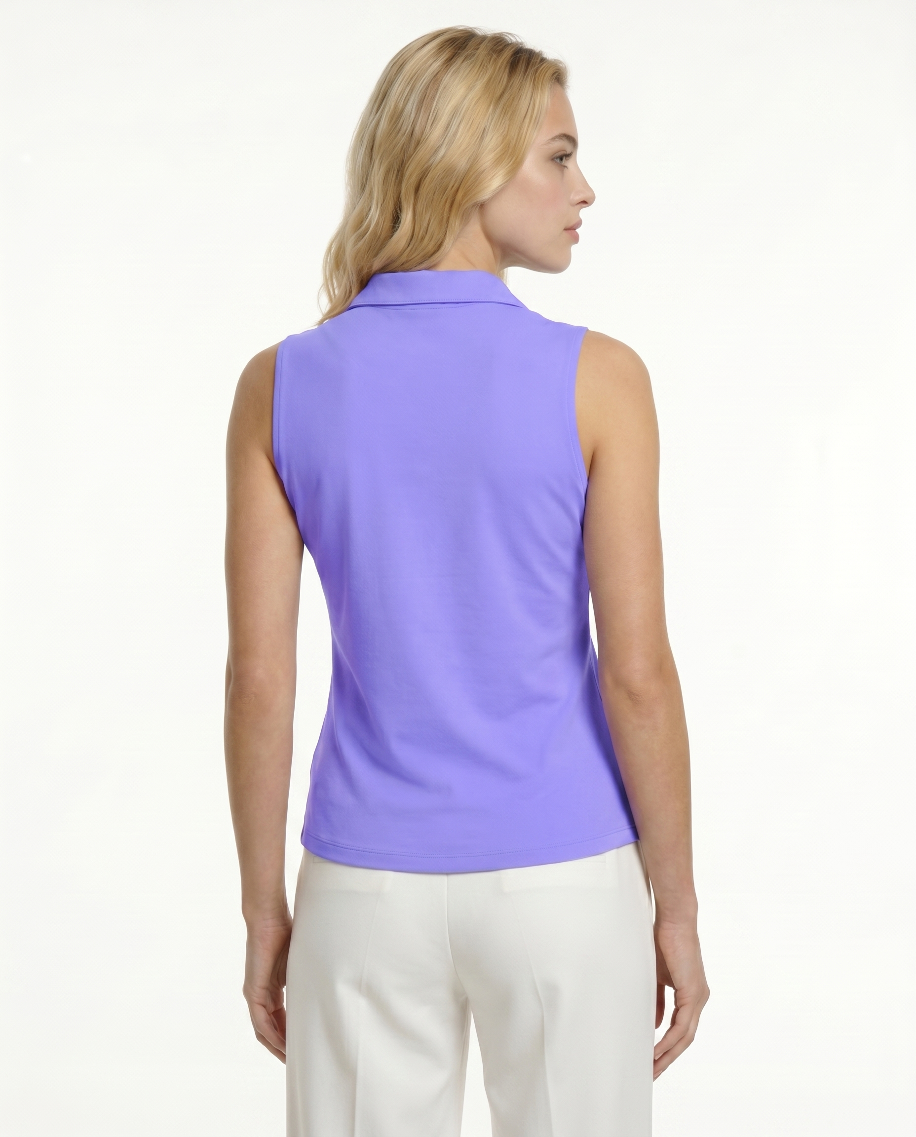 Solid Sleeveless V-Neck Collar Top 8800