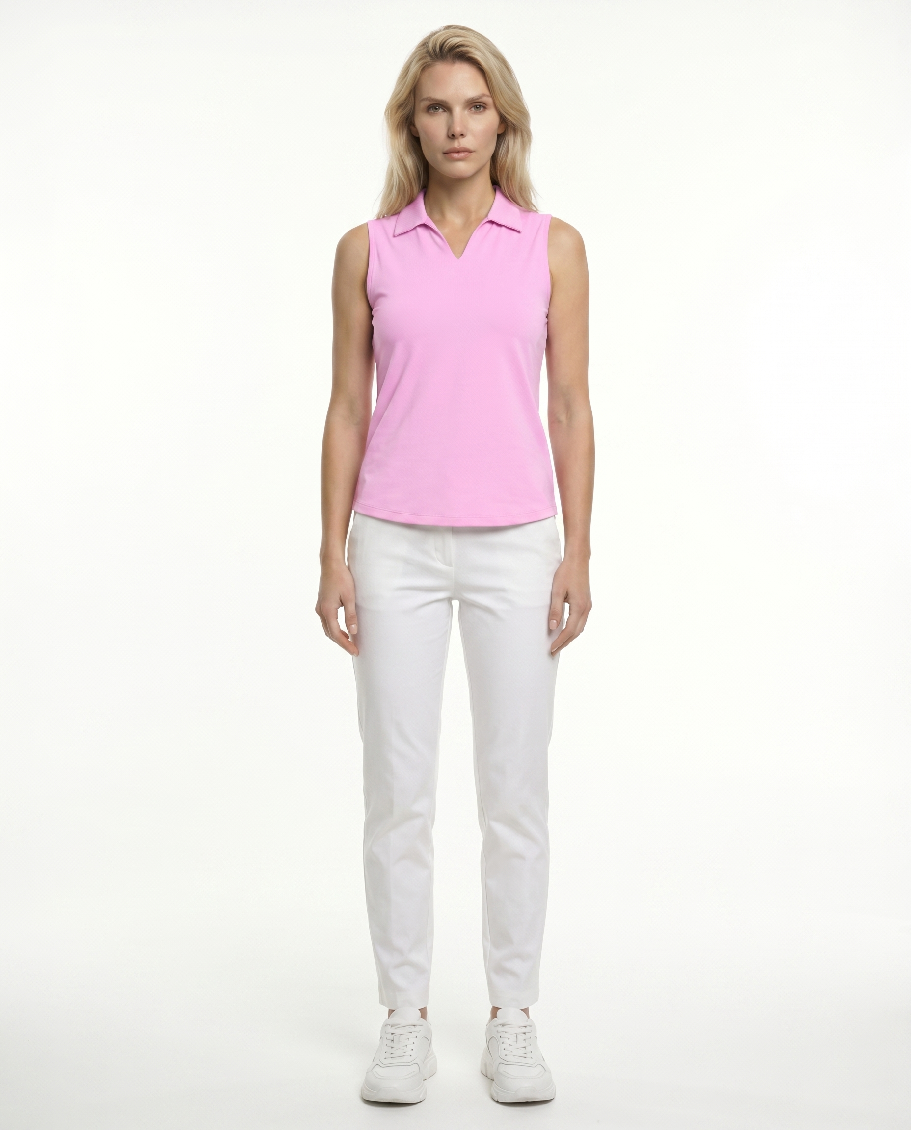 Solid Sleeveless V-Neck Collar Top 8800