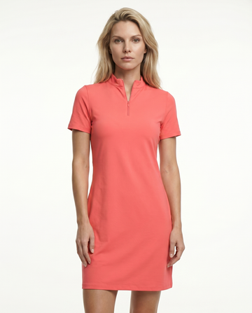 Solid Mock Neck Half Sleeve Dress W/Pocket 5800