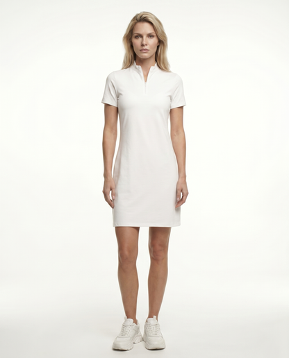Solid Mock Neck Half Sleeve Dress W/Pocket 5800