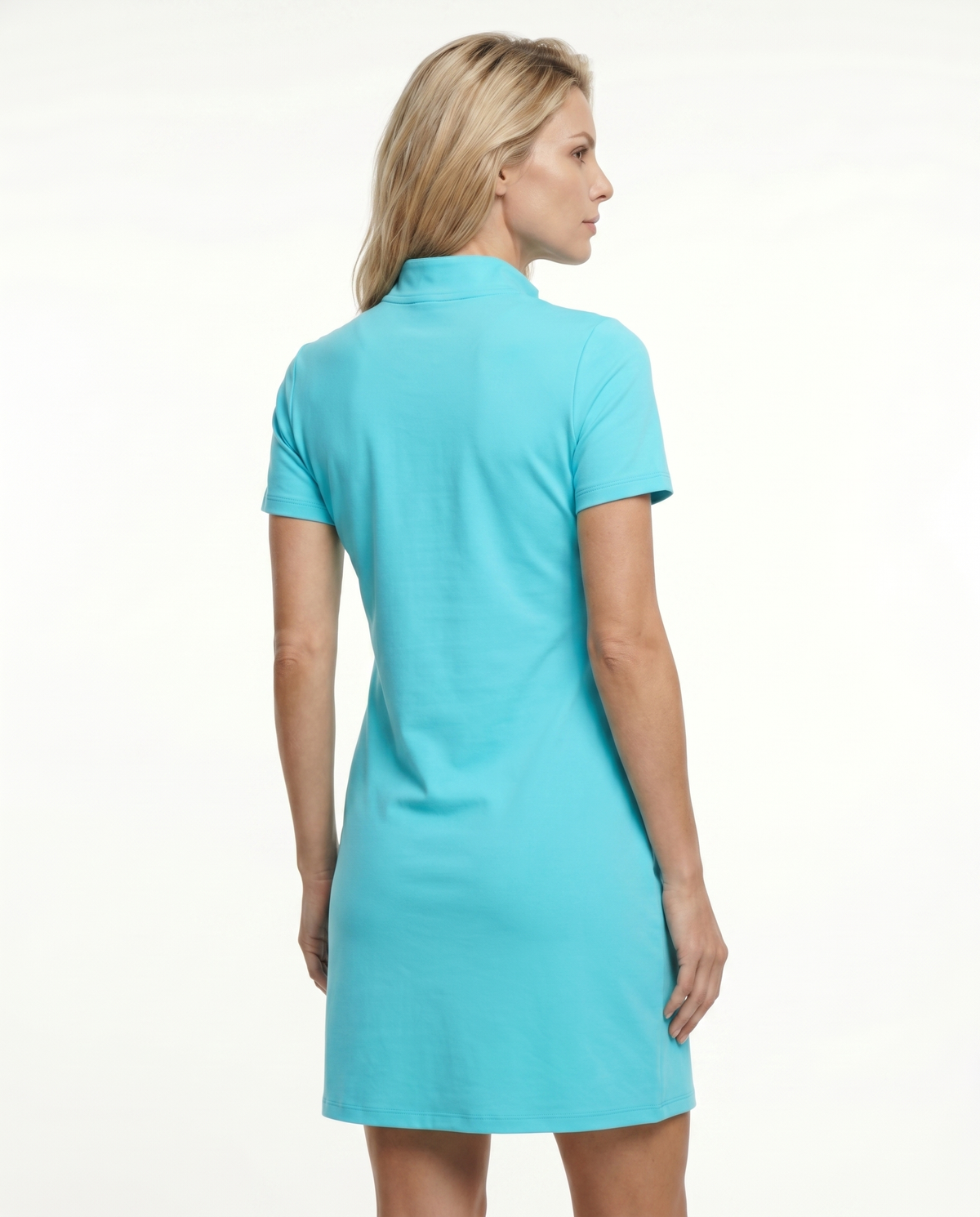 Solid Mock Neck Half Sleeve Dress W/Pocket 5800