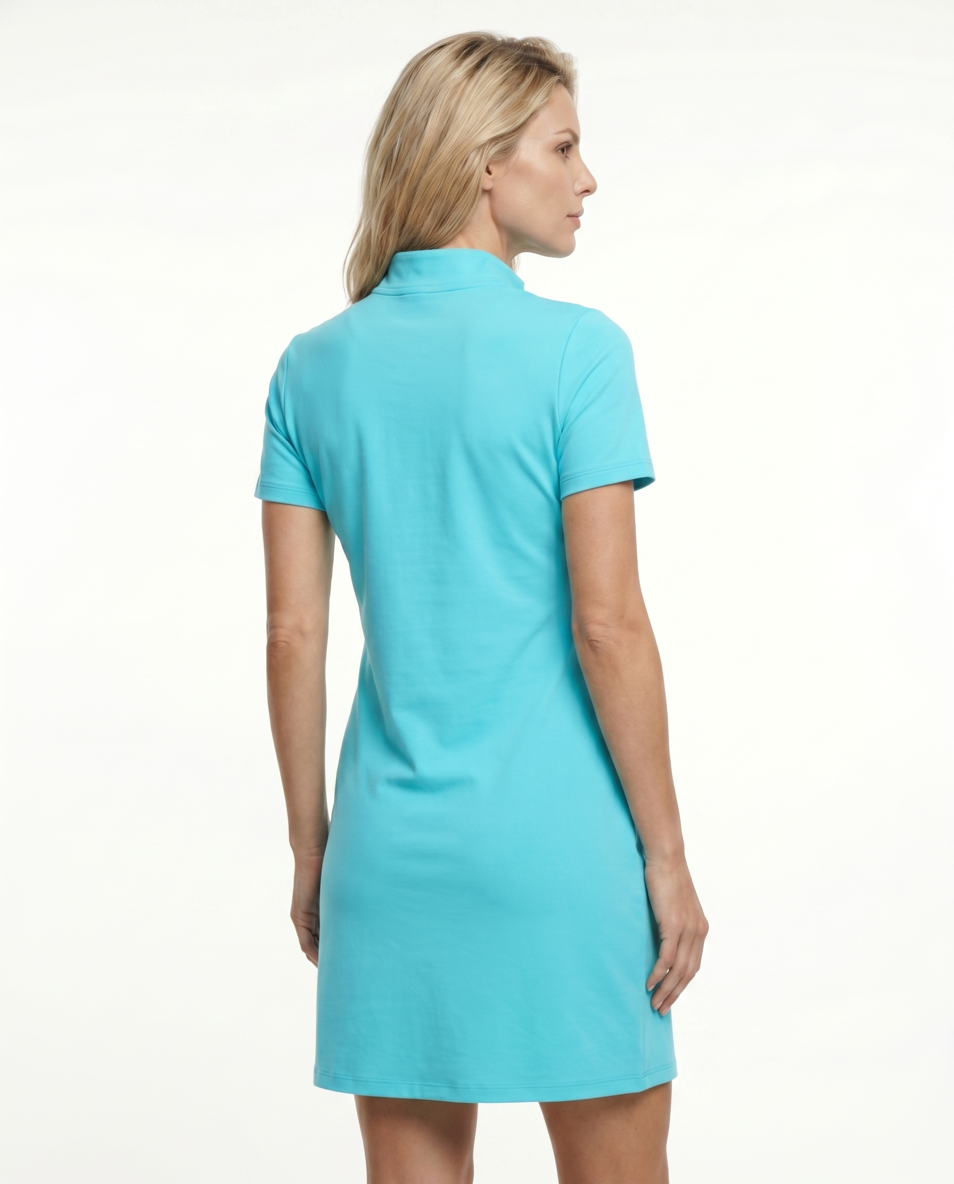 Solid Mock Neck Half Sleeve Dress W/Pocket 5800