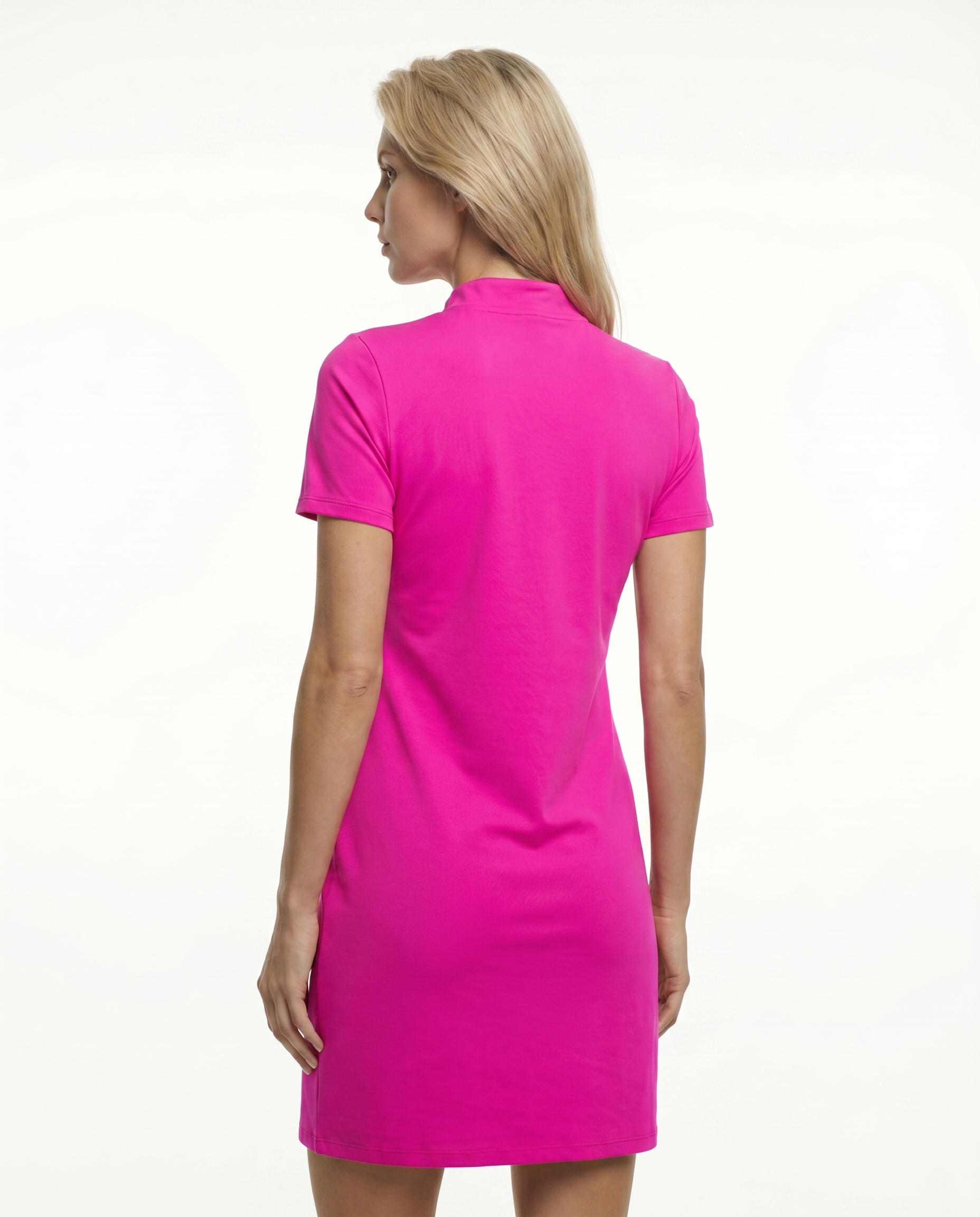 Solid Mock Neck Half Sleeve Dress W/Pocket 5800