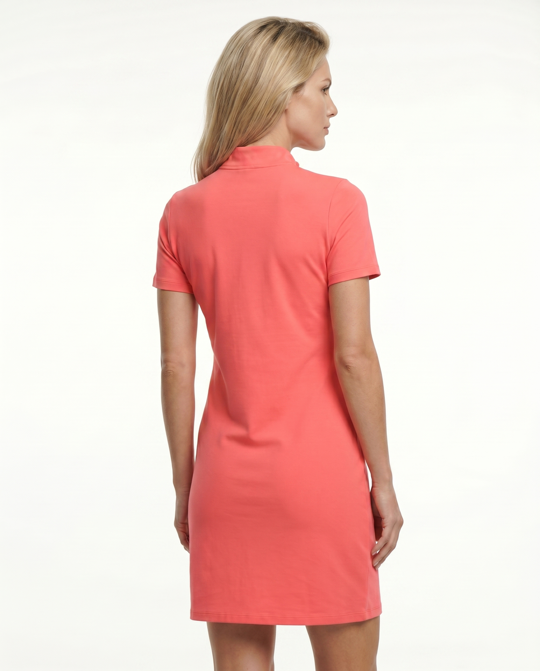 Solid Mock Neck Half Sleeve Dress W/Pocket 5800