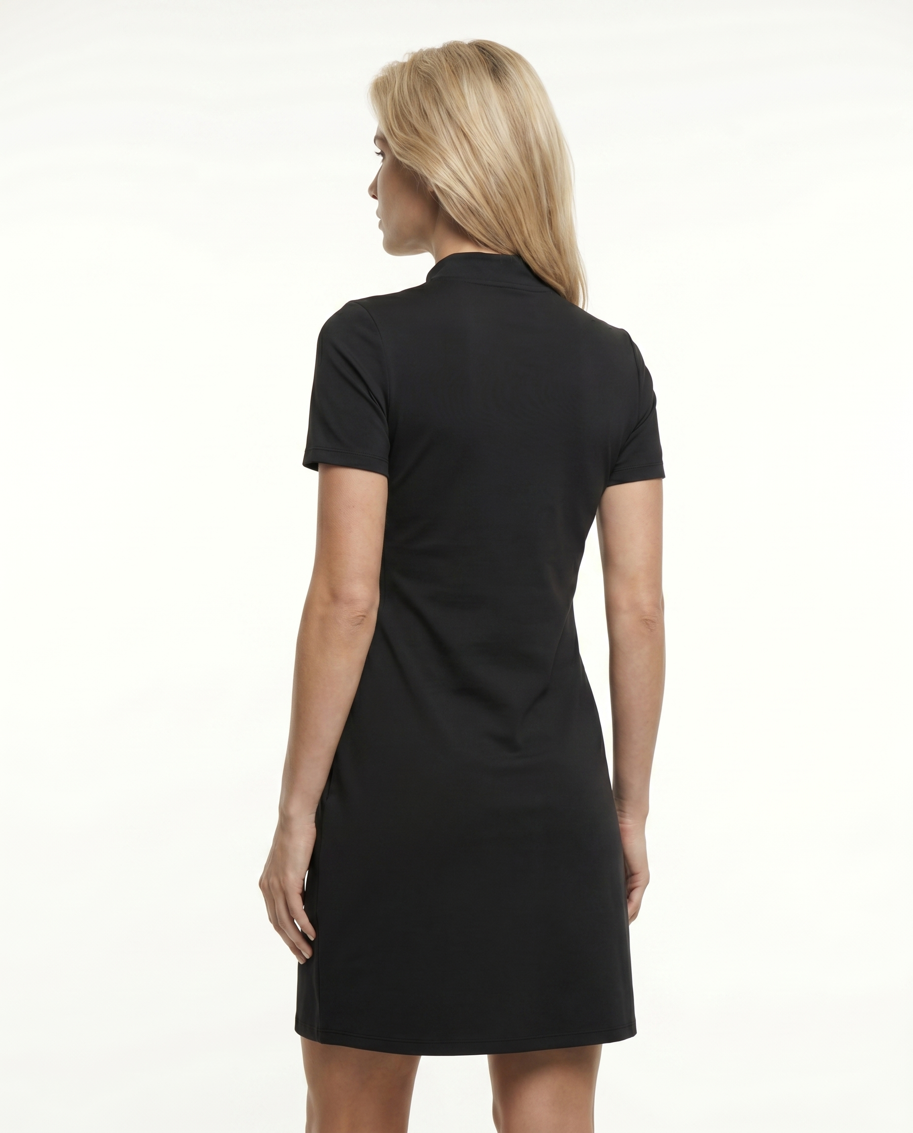 Solid Mock Neck Half Sleeve Dress W/Pocket 5800