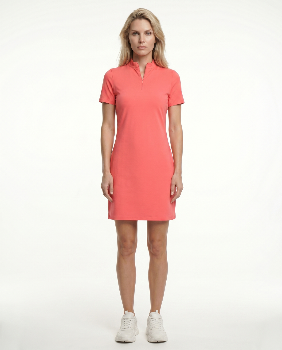 Solid Mock Neck Half Sleeve Dress W/Pocket 5800
