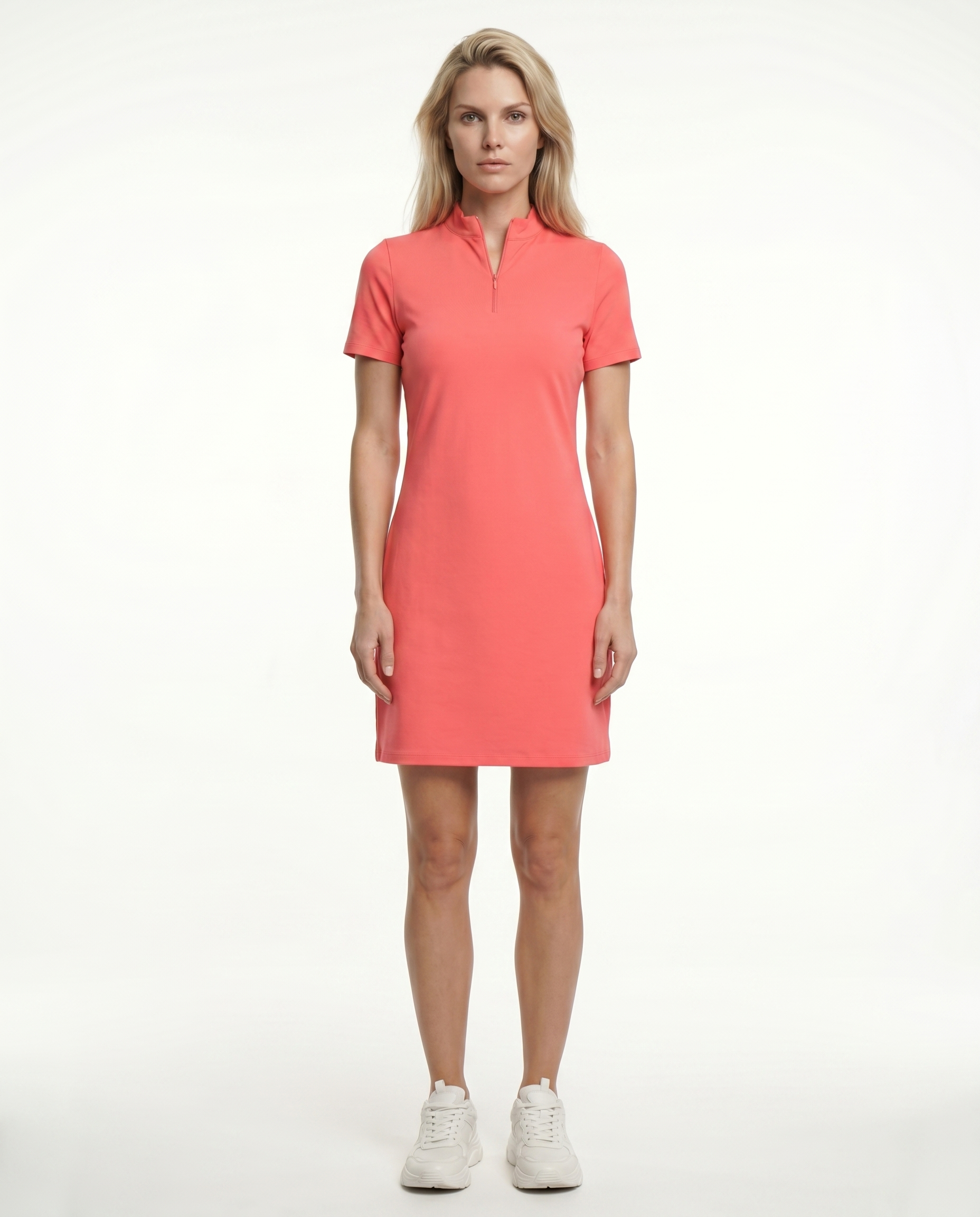 Solid Mock Neck Half Sleeve Dress W/Pocket 5800