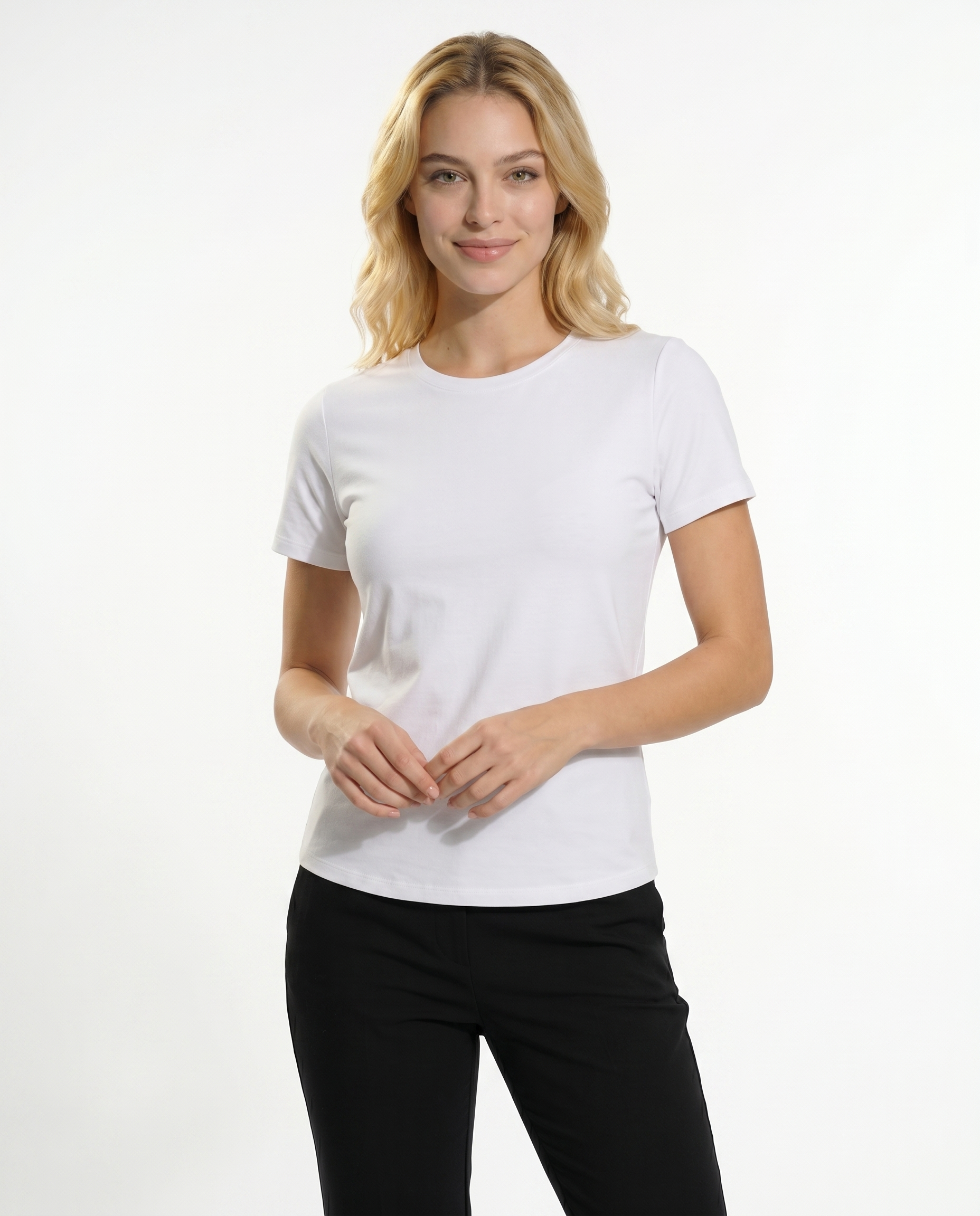 Solid Short Sleeve Crew Neck Top 7000