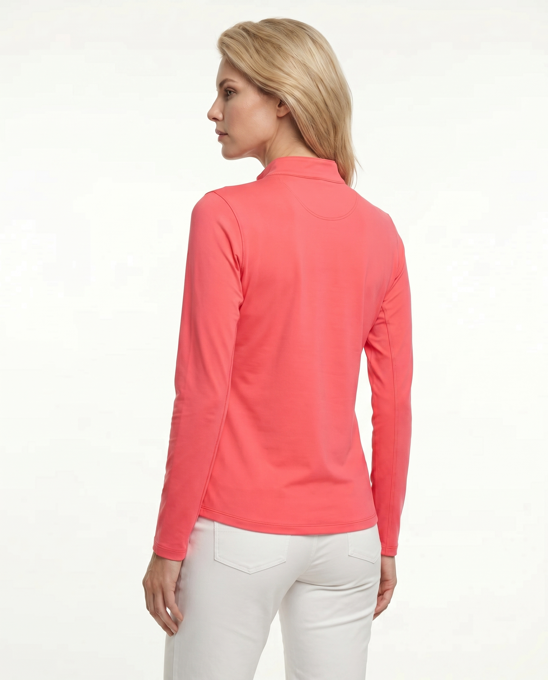 Solid Long Sleeve Zip Mock Top 8600v1