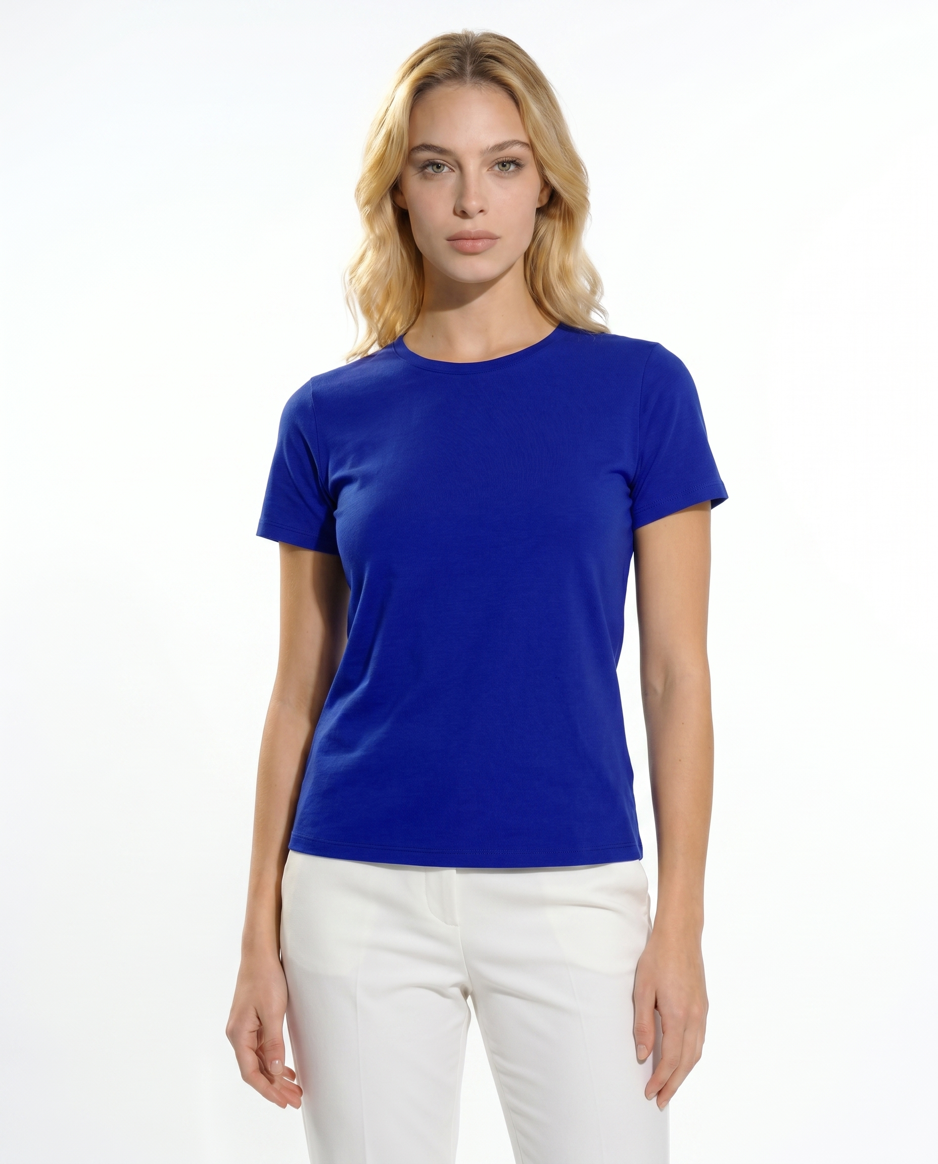 Solid Short Sleeve Crew Neck Top 7000