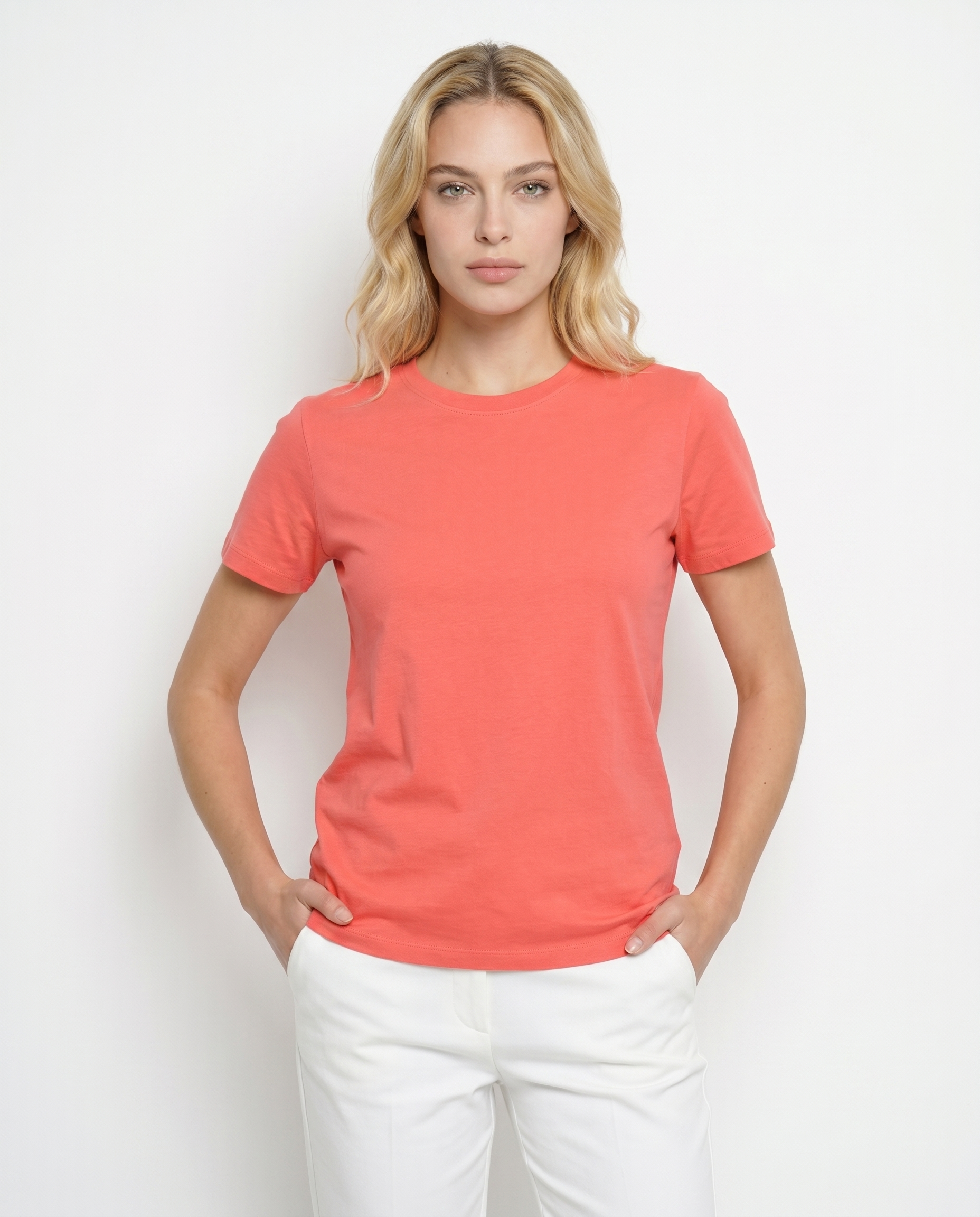 Solid Short Sleeve Crew Neck Top 7000