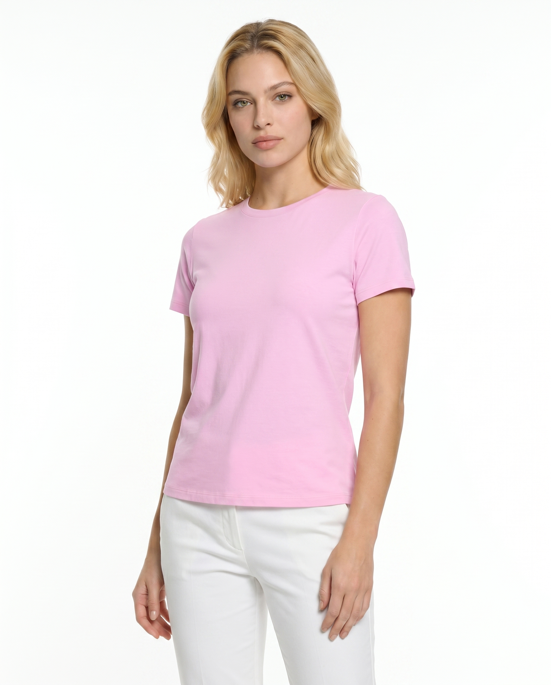 Solid Short Sleeve Crew Neck Top 7000