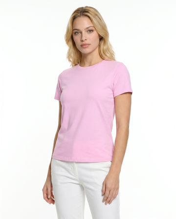 Solid Short Sleeve Crew Neck Top 7000