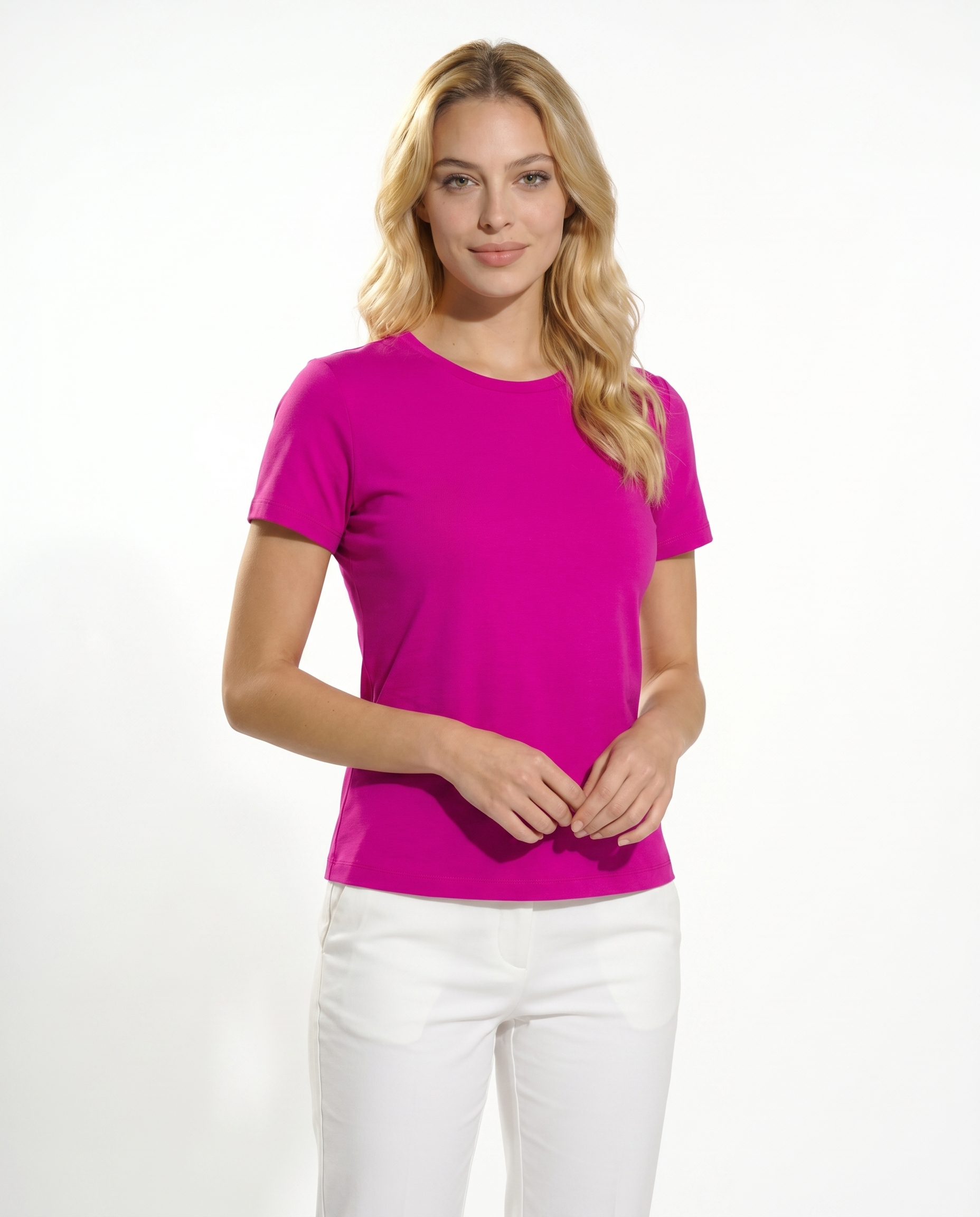 Solid Short Sleeve Crew Neck Top 7000