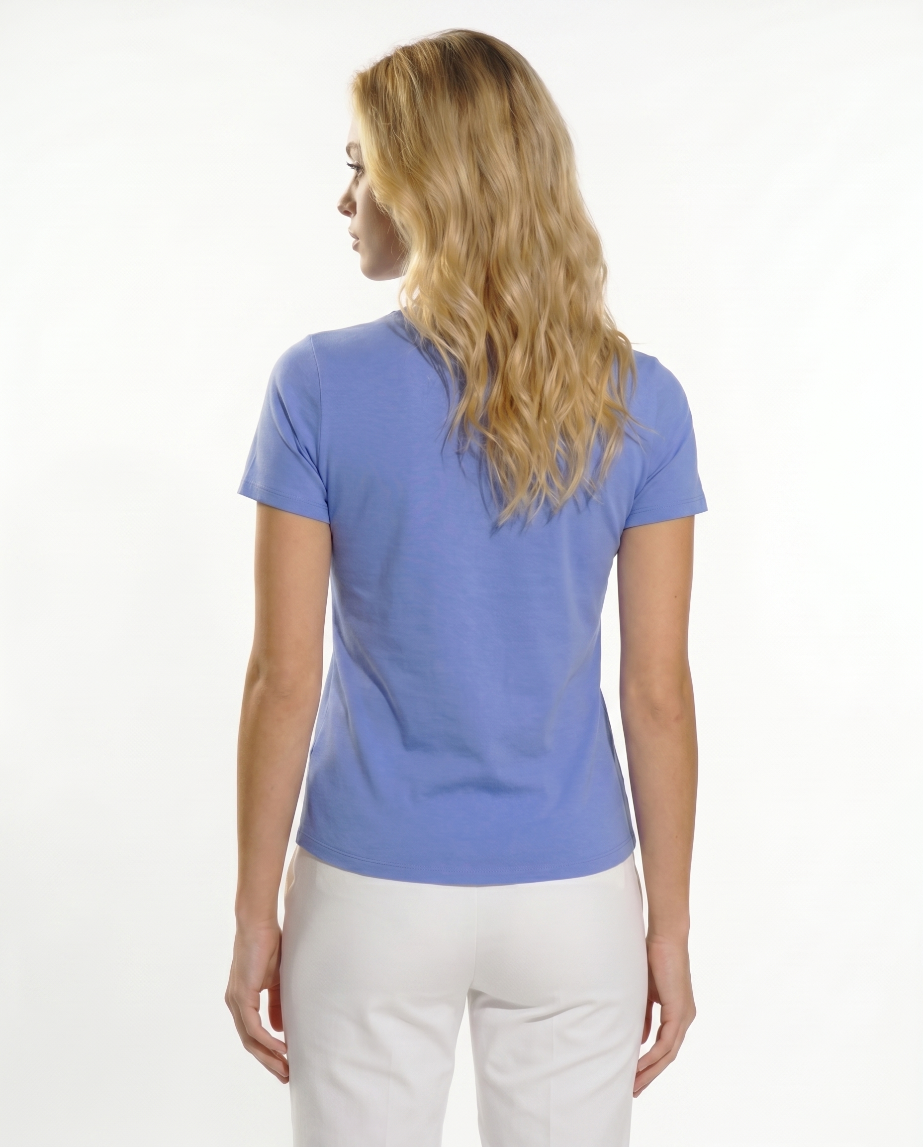 Solid Short Sleeve Crew Neck Top 7000