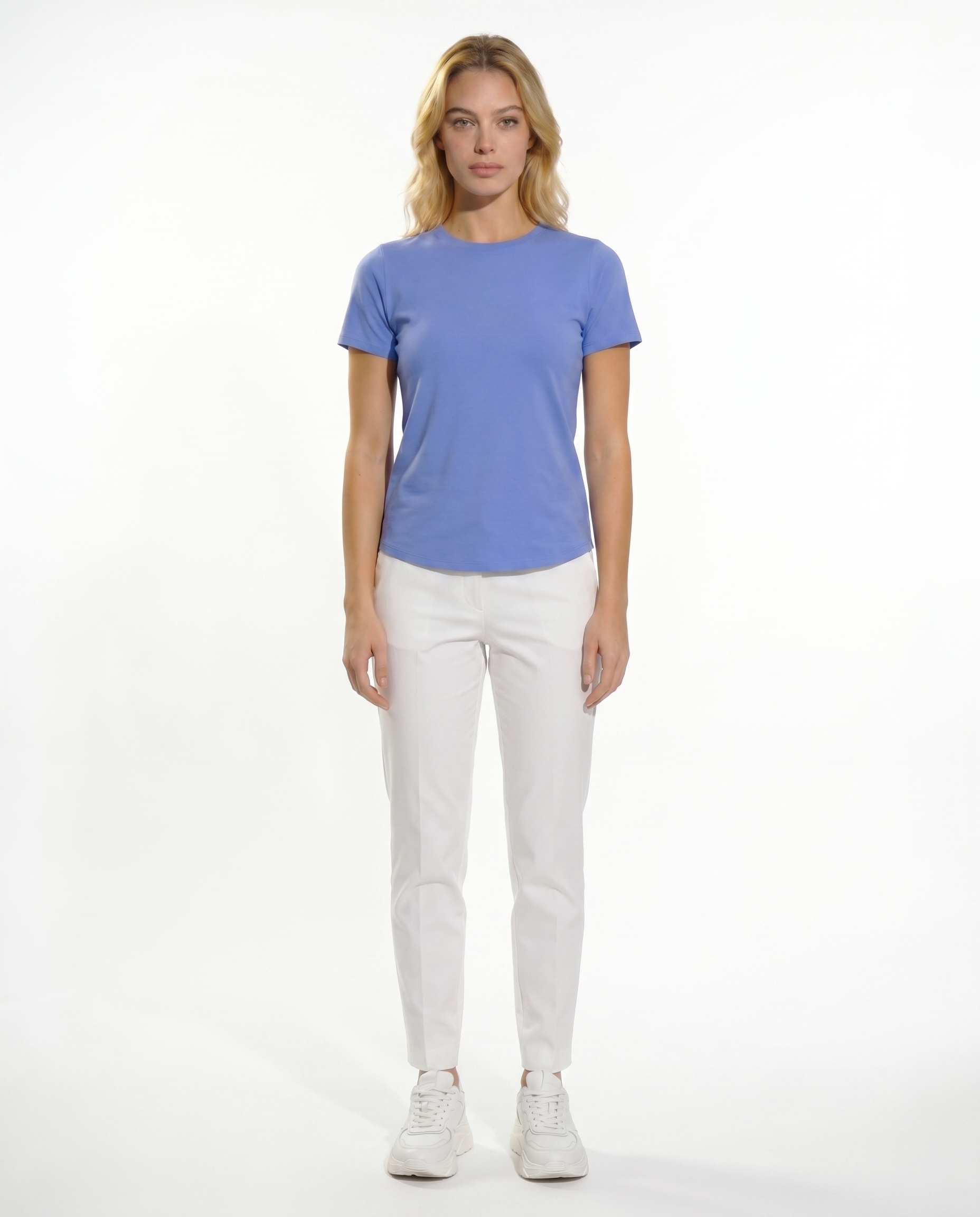 Solid Short Sleeve Crew Neck Top 7000