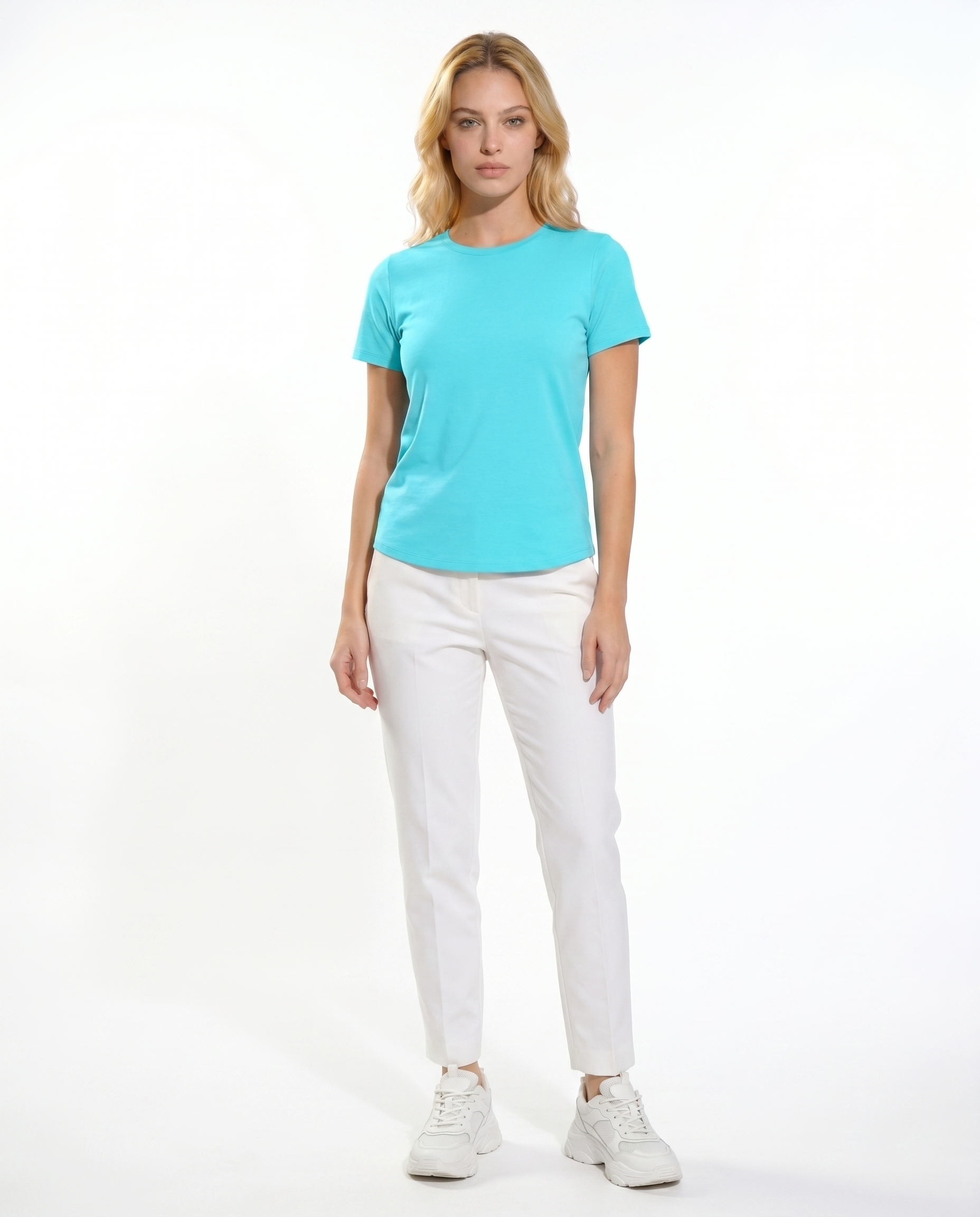 Solid Short Sleeve Crew Neck Top 7000