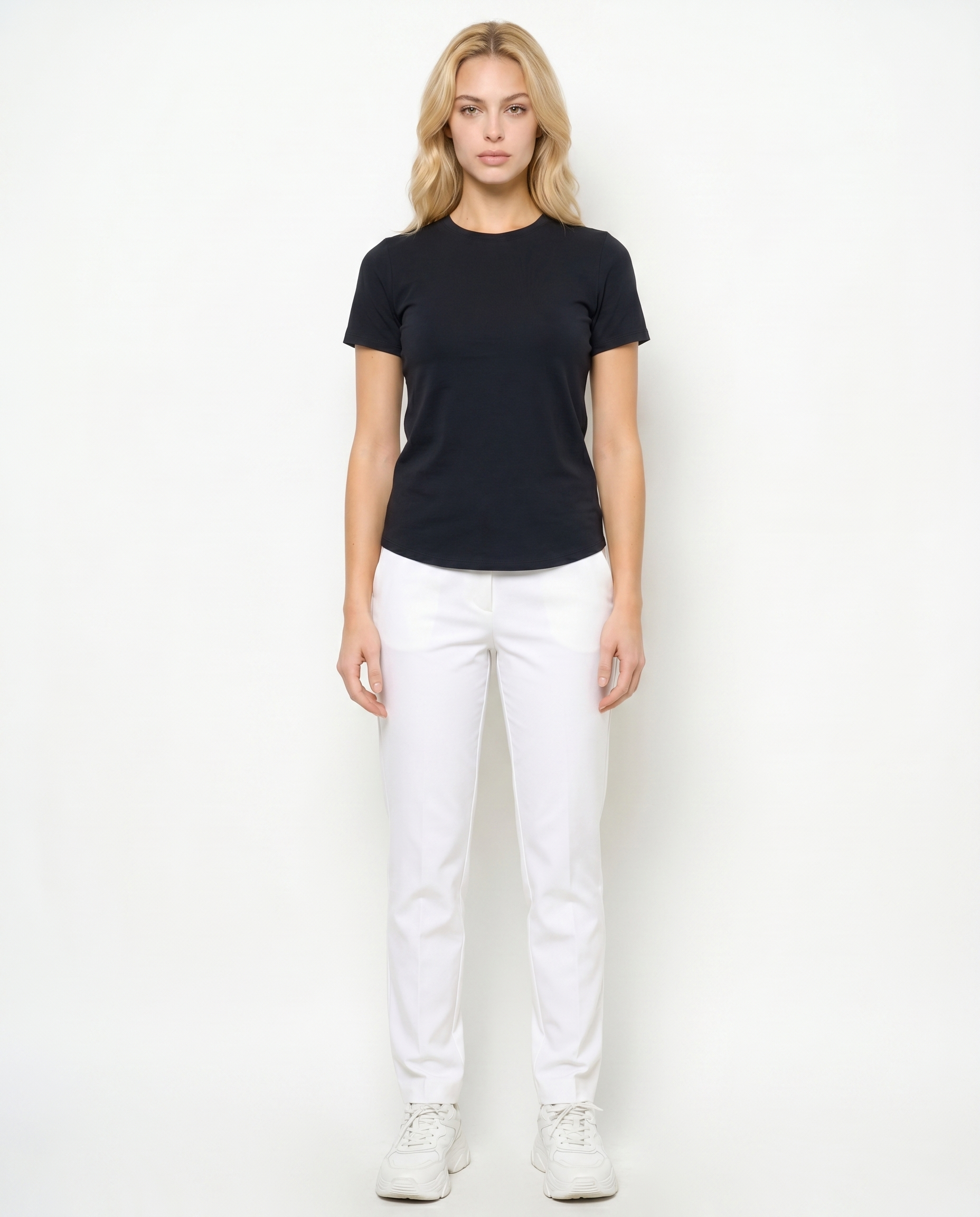 Solid Short Sleeve Crew Neck Top 7000