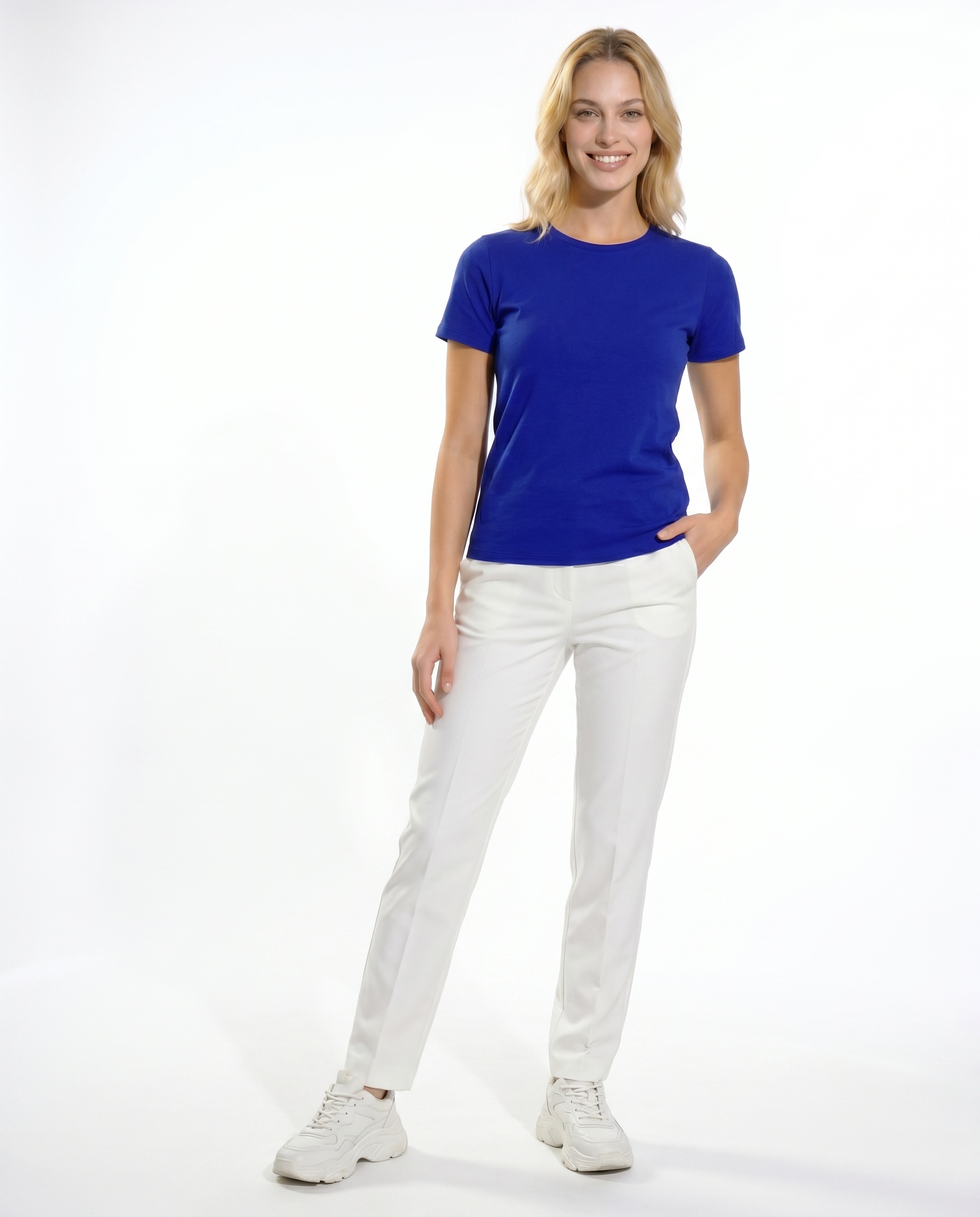 Solid Short Sleeve Crew Neck Top 7000