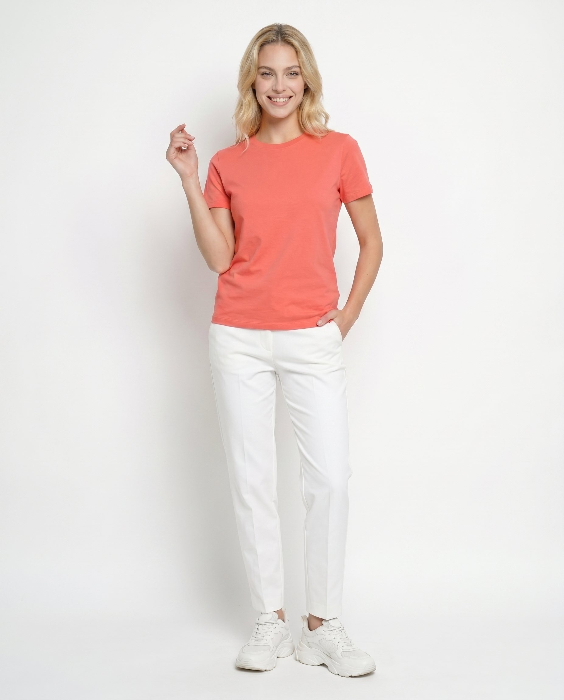 Solid Short Sleeve Crew Neck Top 7000