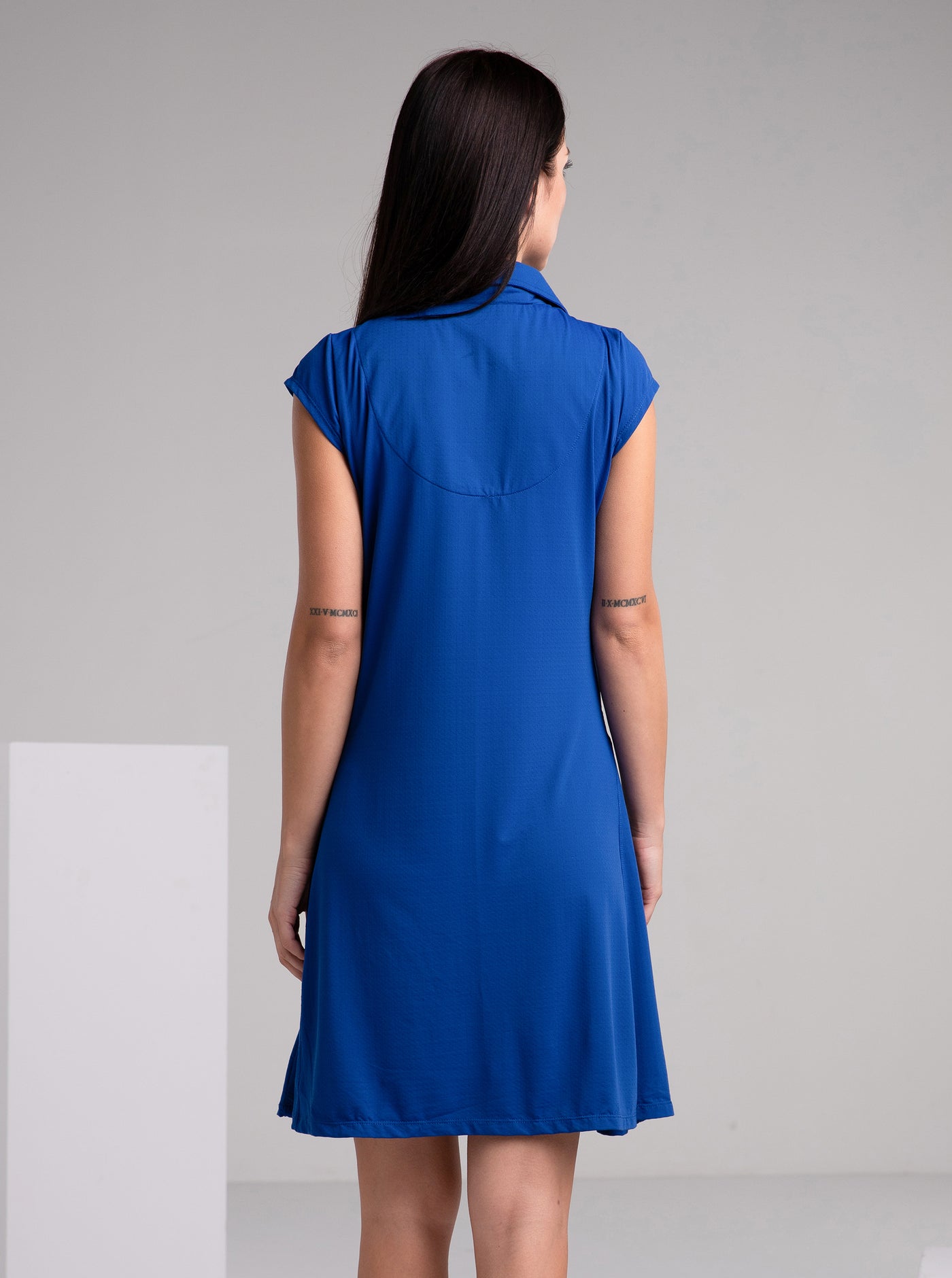 Solid Cap Sleeve Polo Dress W/Pocket 6700