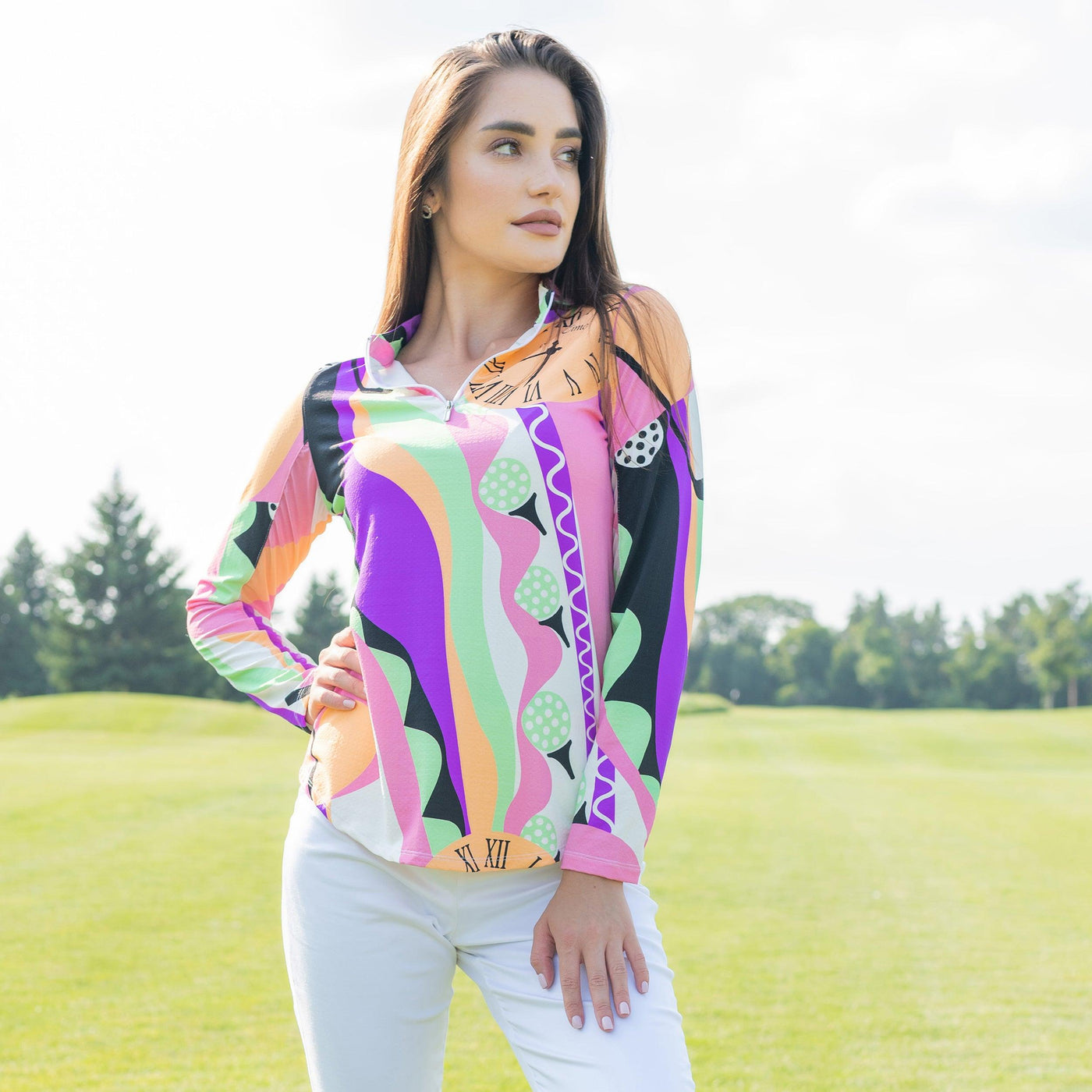 Teetime Long Sleeve Zip Mock Top 86Z05