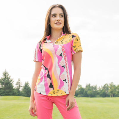 perfect teetime top for ladies coral colorway