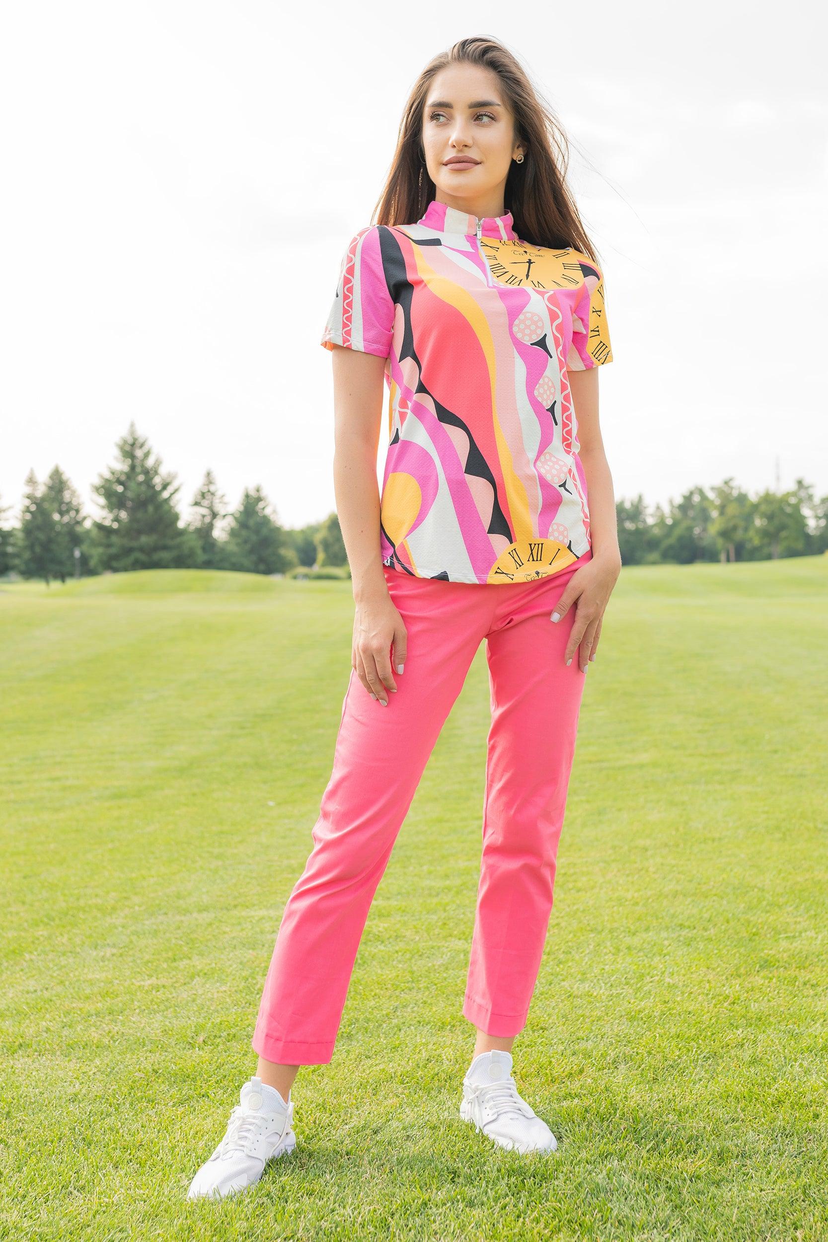 teetime print golf top coral